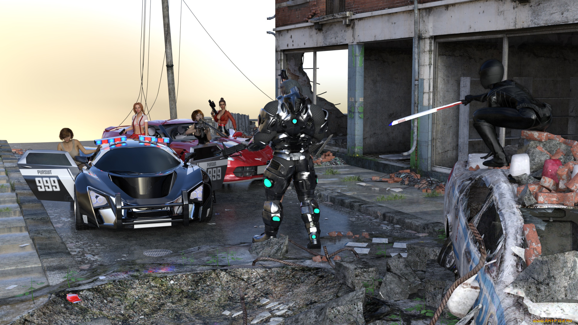 3д, графика, фантазия, , fantasy, оружие, фон, взгляд, девушки