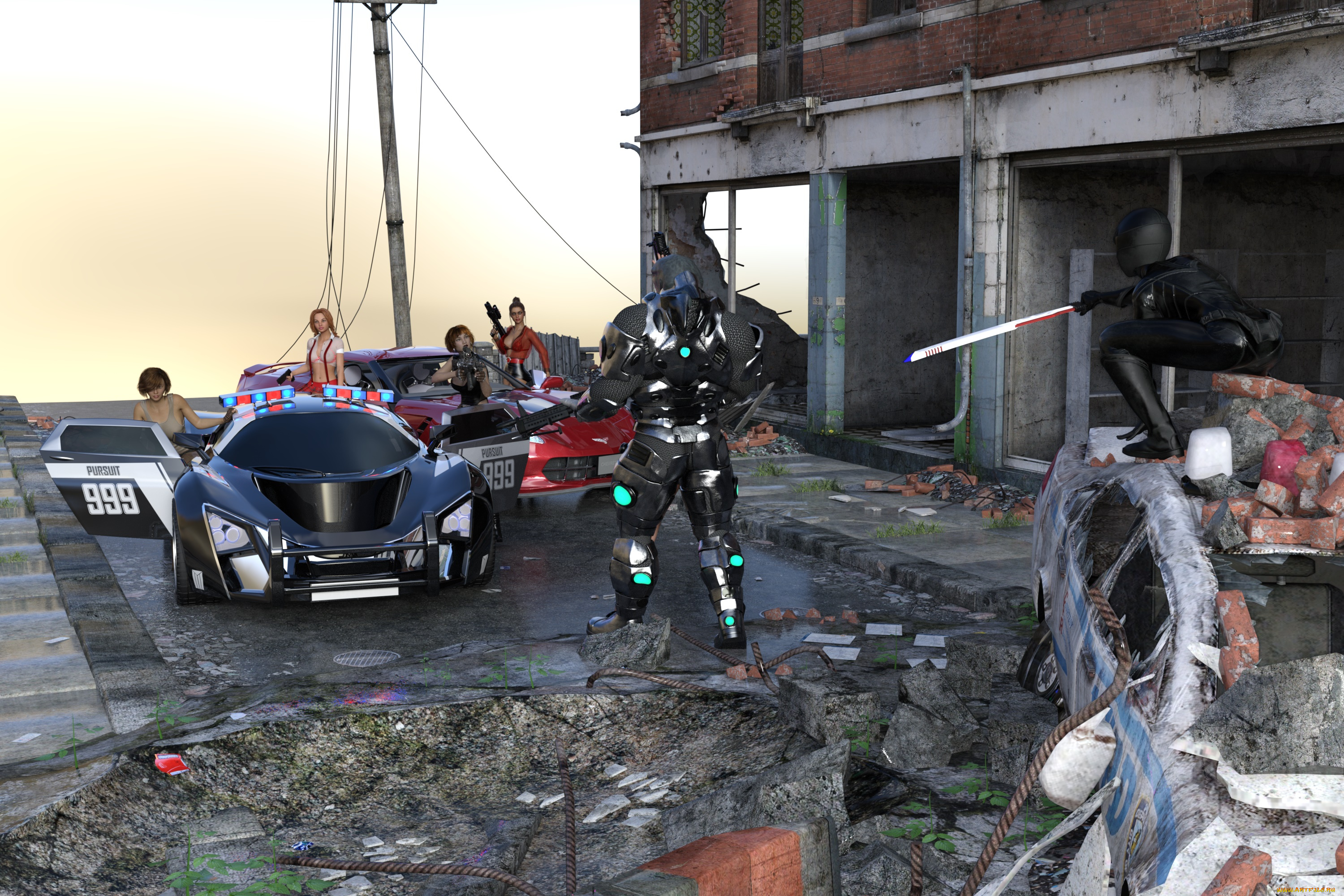 3д, графика, фантазия, , fantasy, оружие, фон, взгляд, девушки