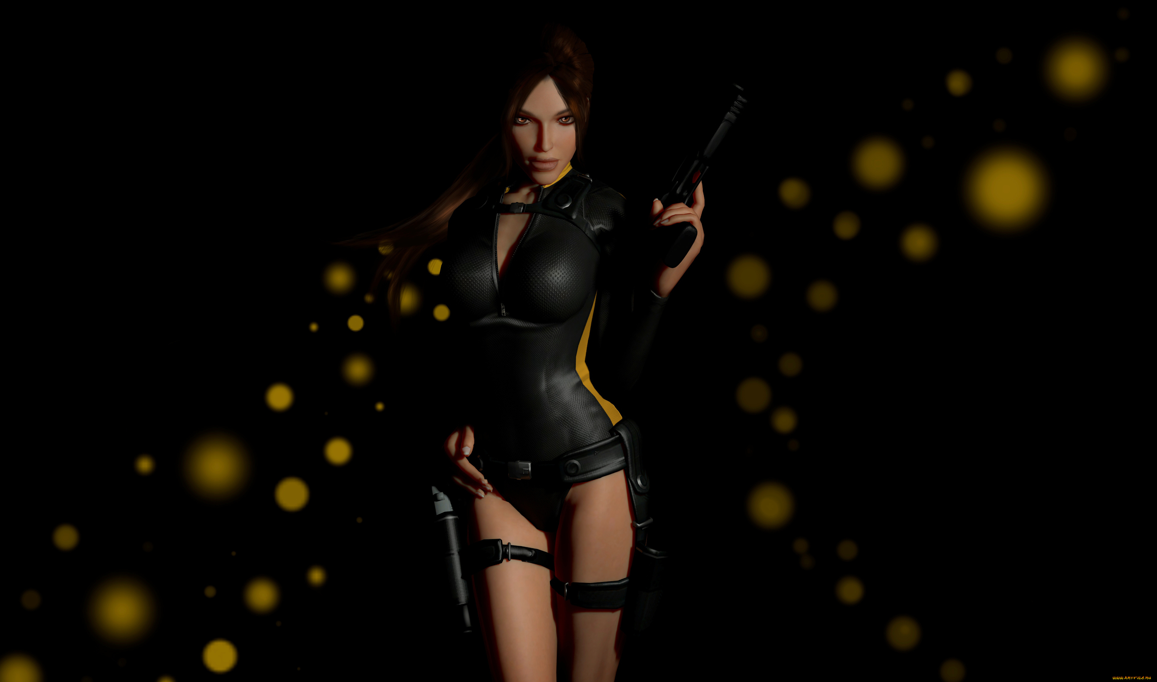 3д, графика, амазонки, , amazon, пистолет, униформа, взгляд, фон, девушка