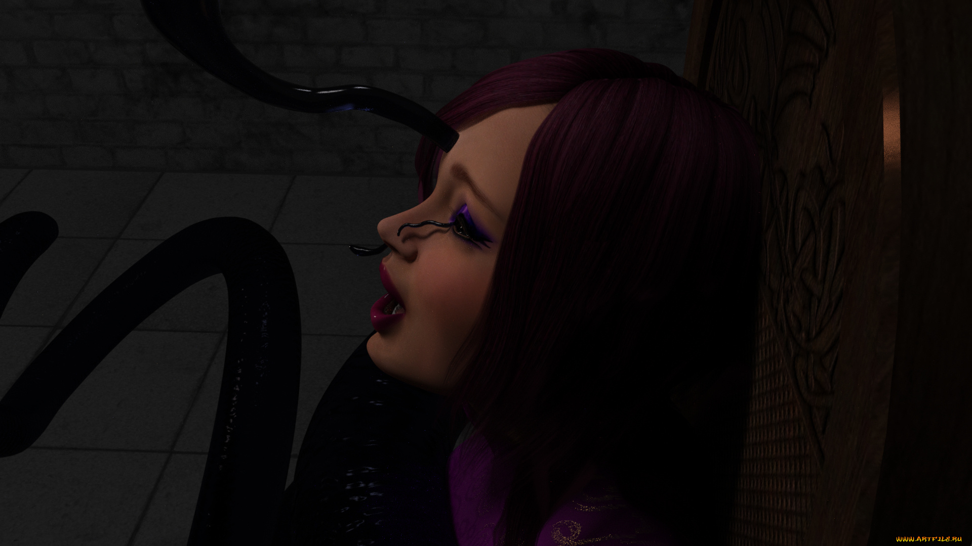 3д, графика, существа, , creatures, девушка, взгляд, фон