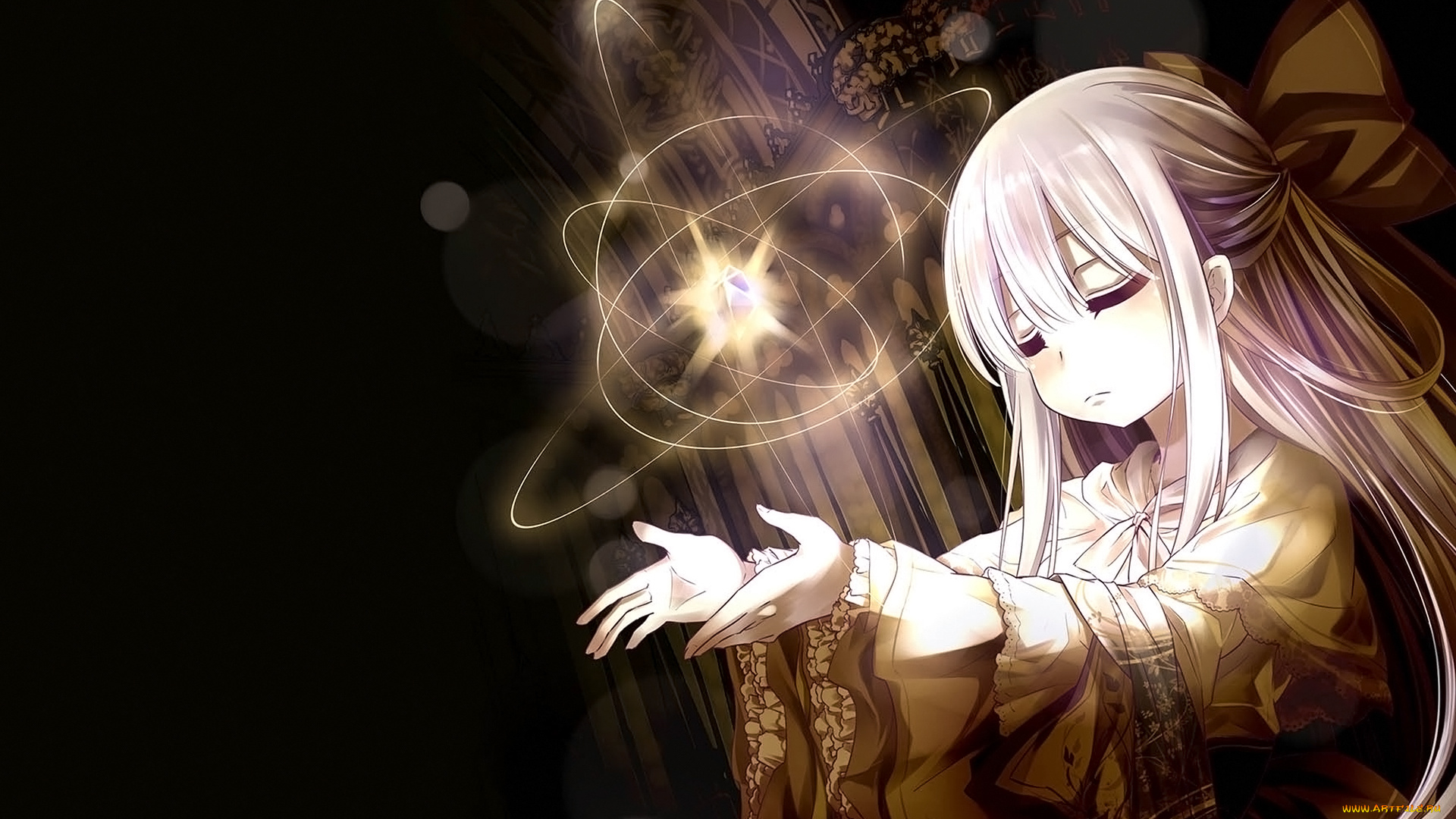 аниме, магия, , колдовство, , halloween, фон, взгляд, девушка