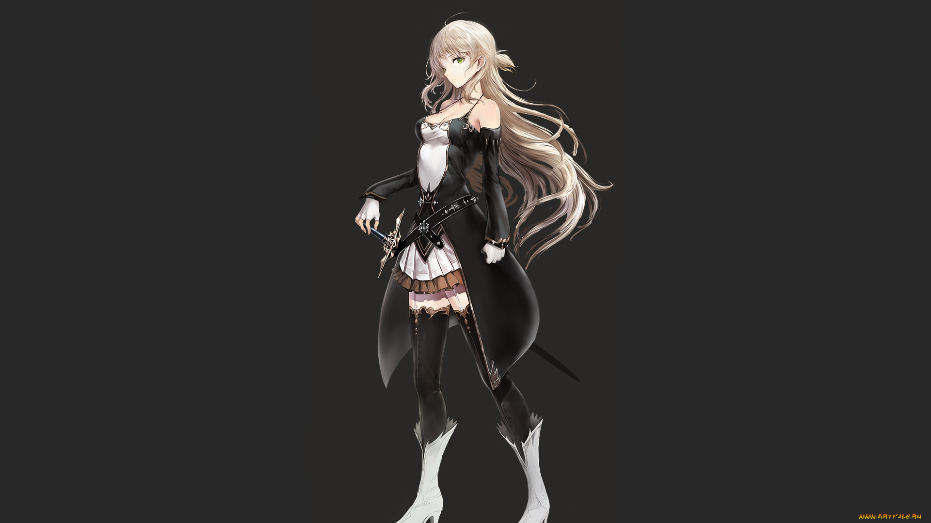 аниме, оружие, , техника, , технологии, девушка, взгляд, фон