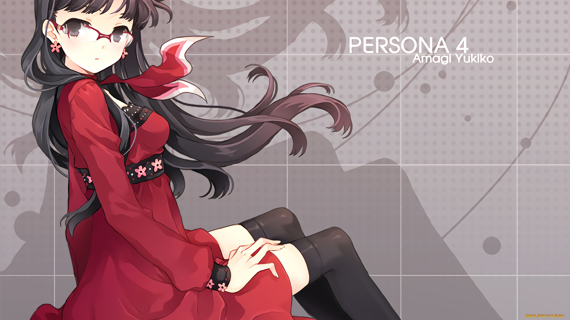 аниме, persona, фон, взгляд, девушка