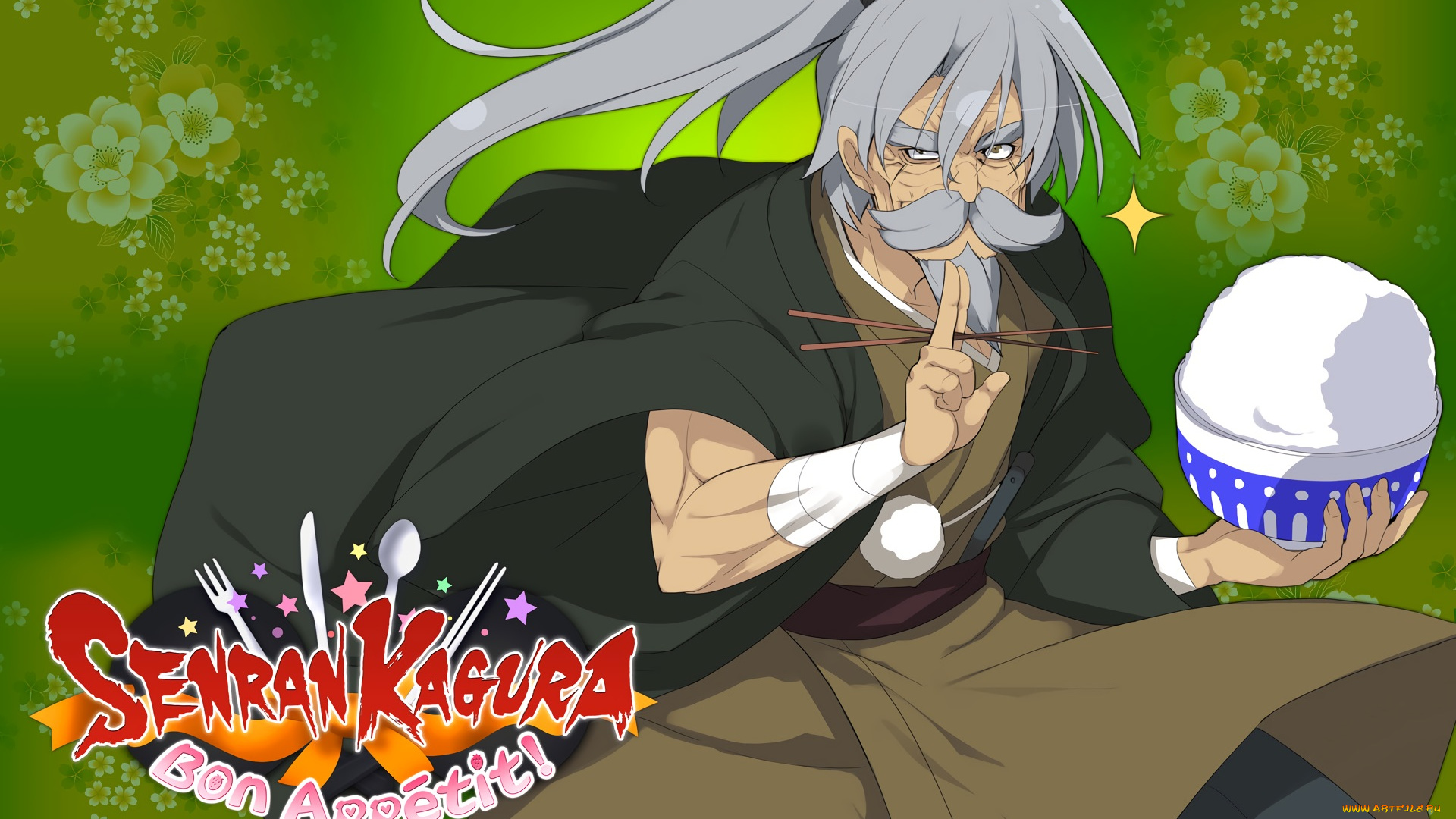 аниме, senran, kagura, девушка, взгляд, фон