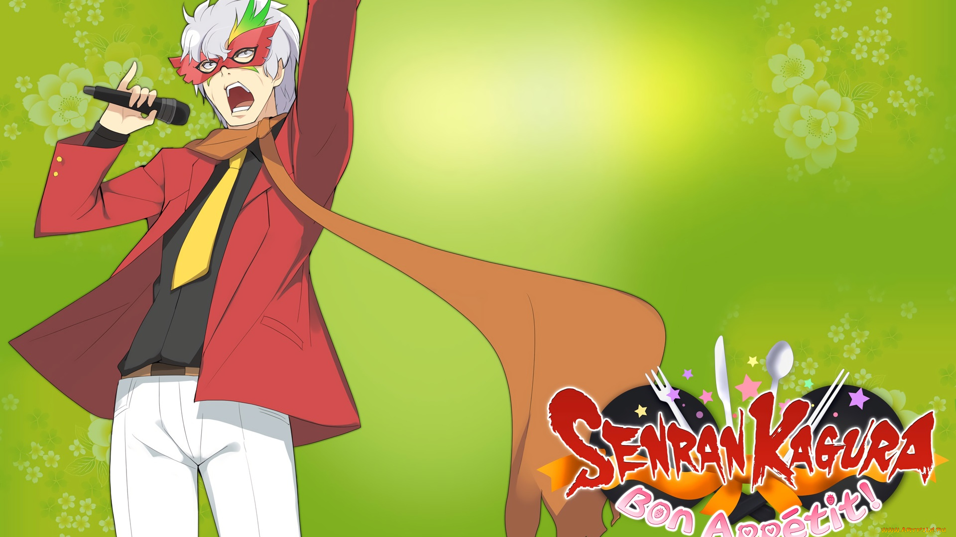 аниме, senran, kagura, девушка, взгляд, фон