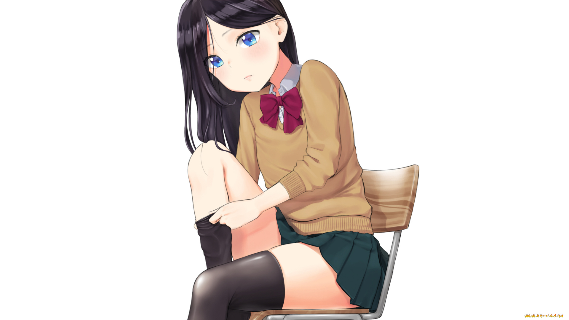 аниме, unknown, , другое, , девушка, взгляд, фон