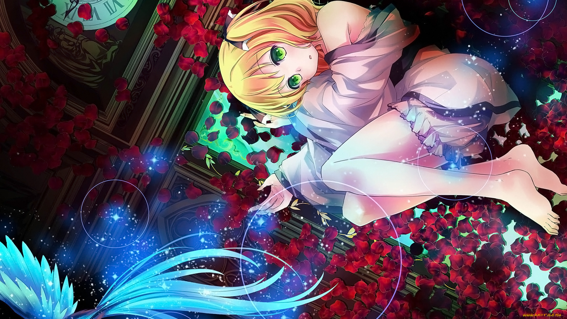 аниме, животные, , существа, взгляд, девушка, фон