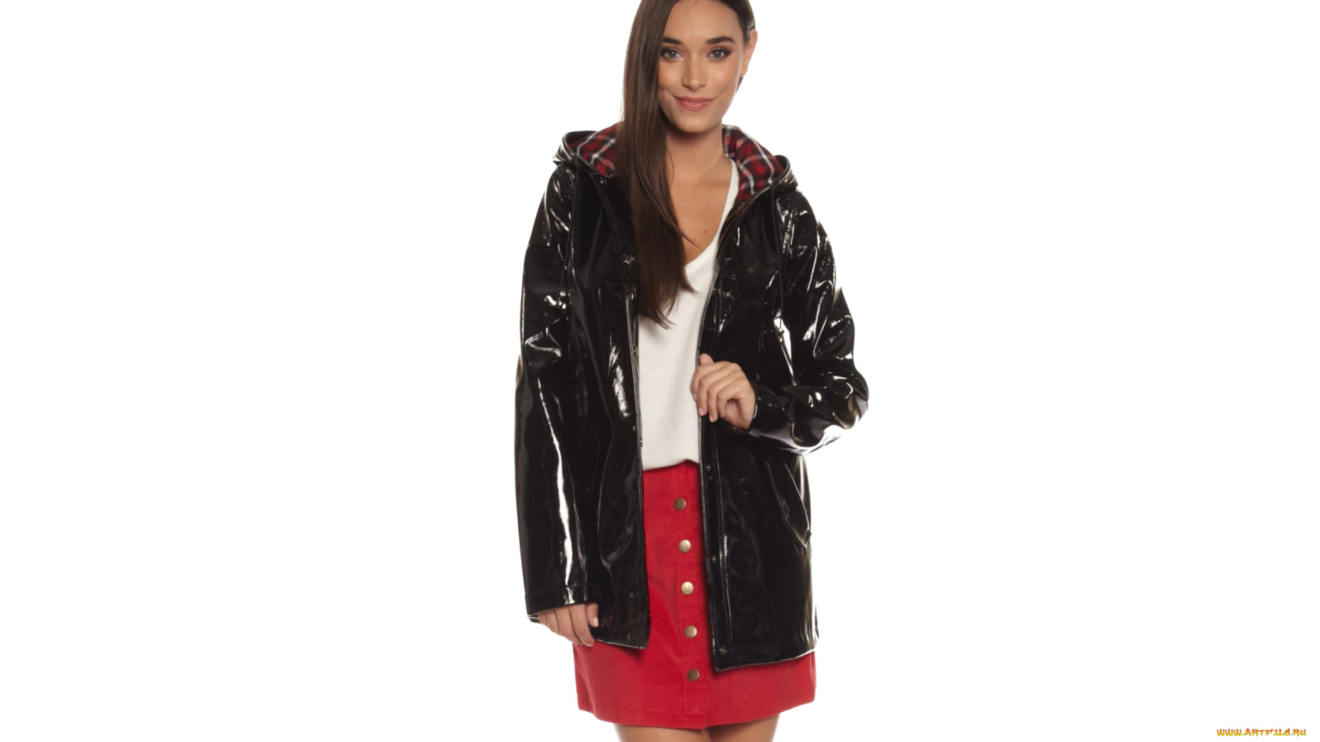 девушки, -unsort, , брюнетки, темноволосые, шатенка, модель, плащ, юбка, улыбка