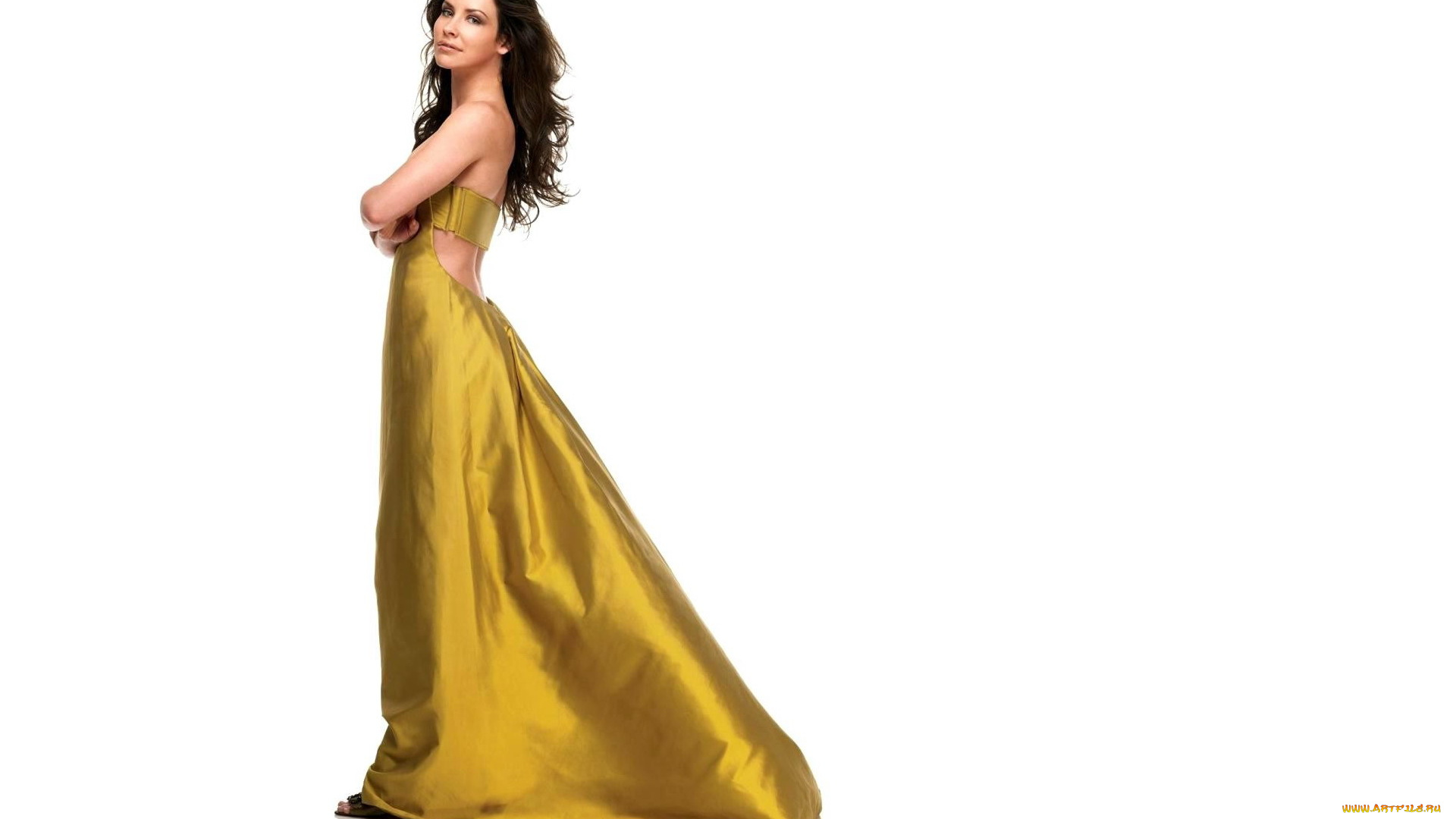 девушки, evangeline, lilly, шлейф, улыбка, актриса, платье