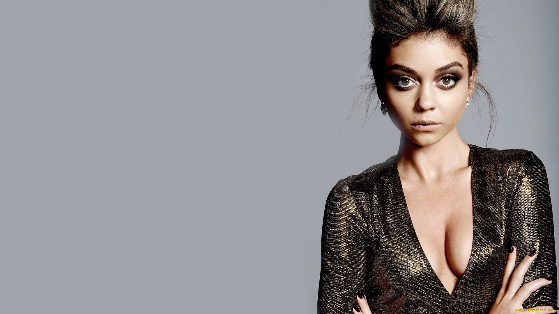 девушки, sarah, hyland, сара, хайлэнд, декольте, рукава, актриса, взгляд