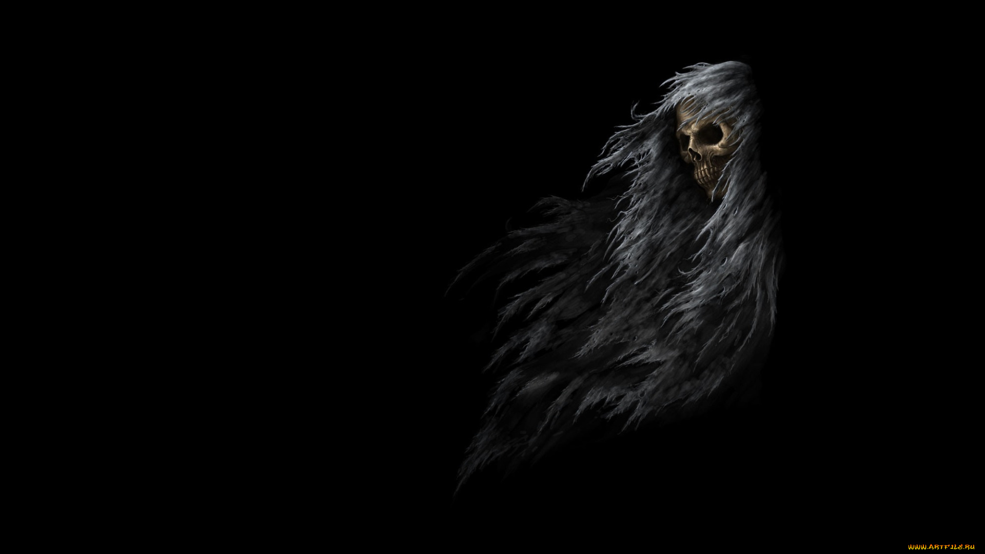 фэнтези, нежить, мрак, саван, арт, ветошь, череп