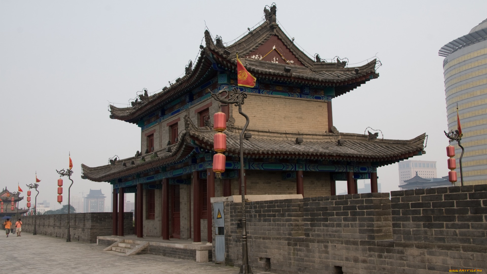 города, -, буддийские, и, другие, храмы, дом, пагода, город, китай, сиань