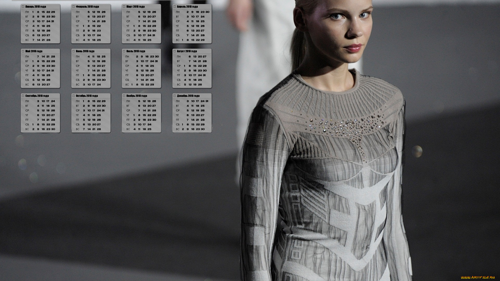 календари, девушки, взгляд, модель, 2018