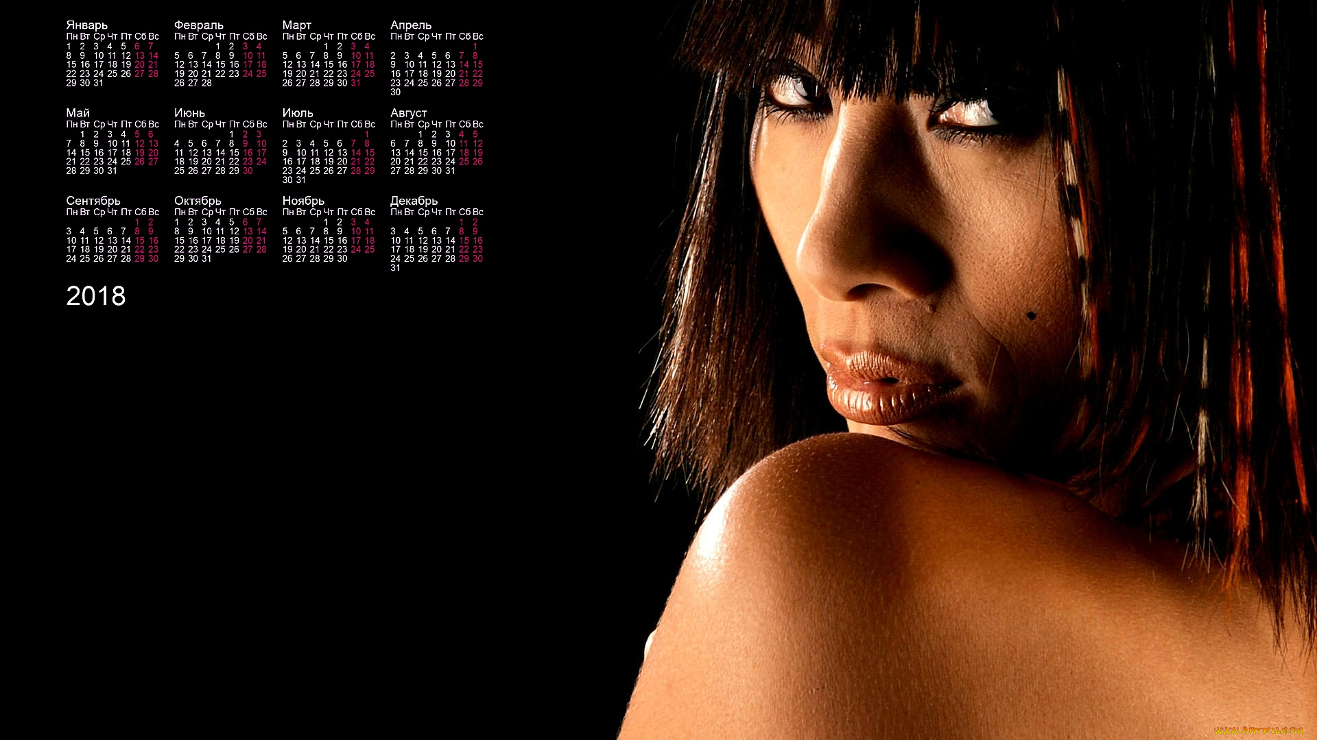 ling, bai, календари, знаменитости, 2018, черный, фон, женщина, актриса