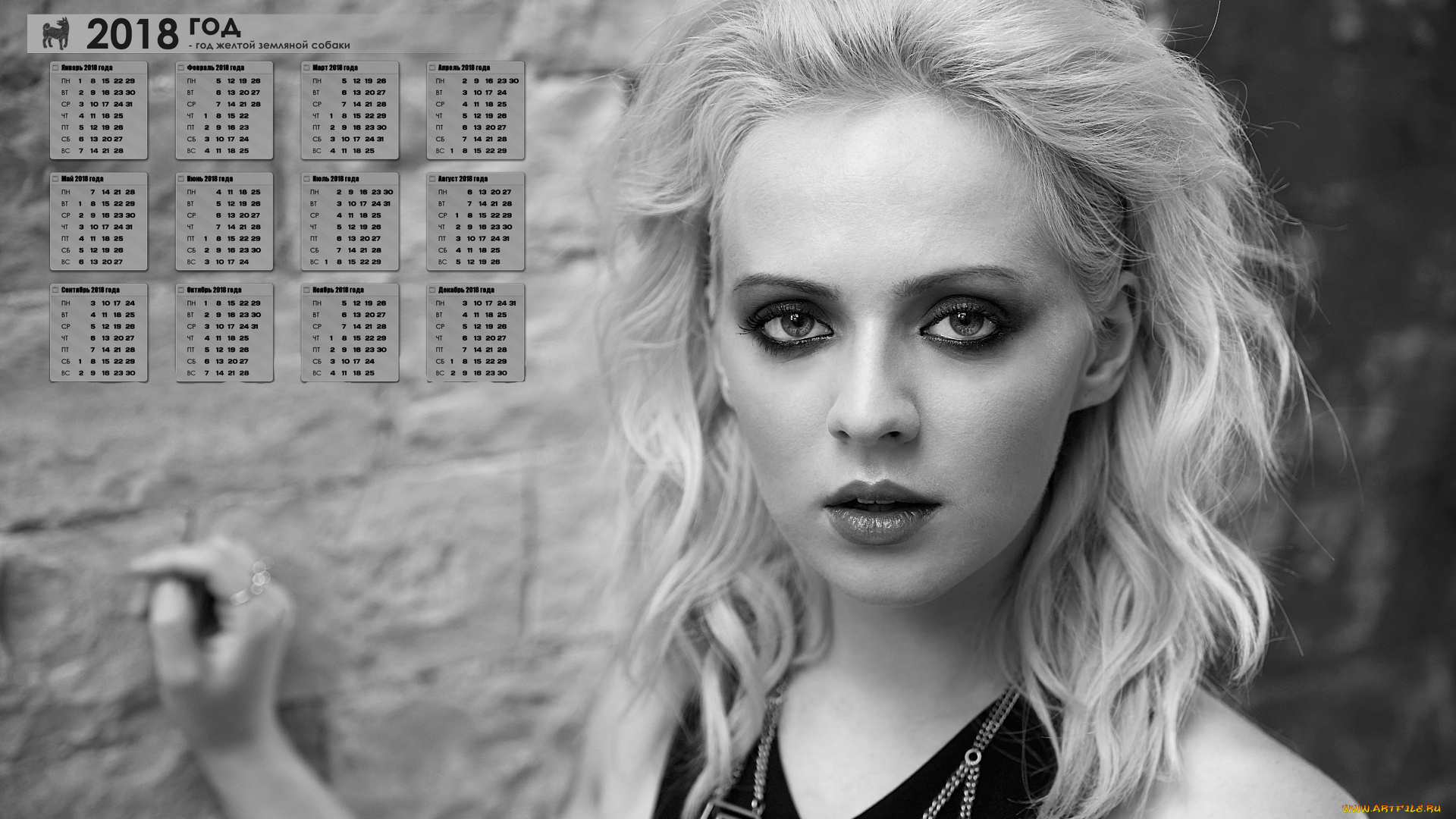 madilyn, bailey, календари, знаменитости, 2018, девушка, певица, взгляд, черно-белое