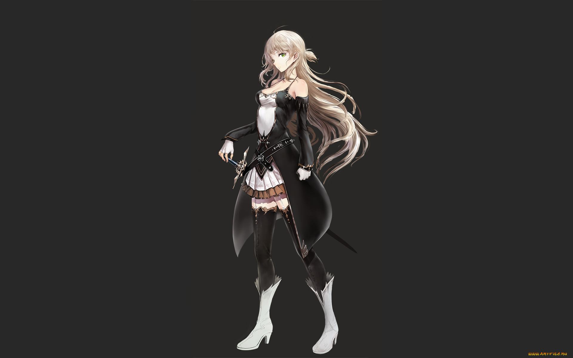 аниме, оружие, , техника, , технологии, девушка, взгляд, фон