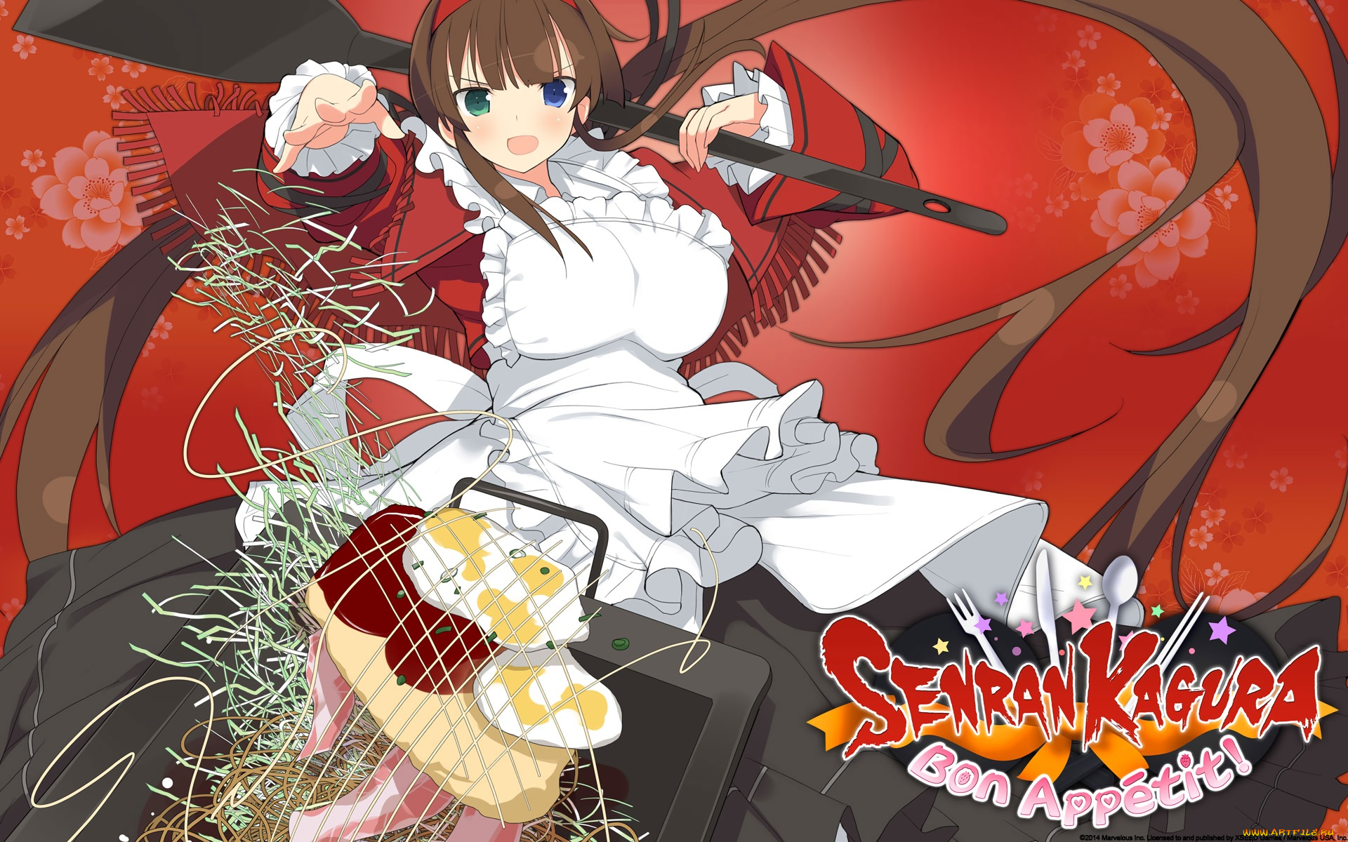 аниме, senran, kagura, девушка, взгляд, фон