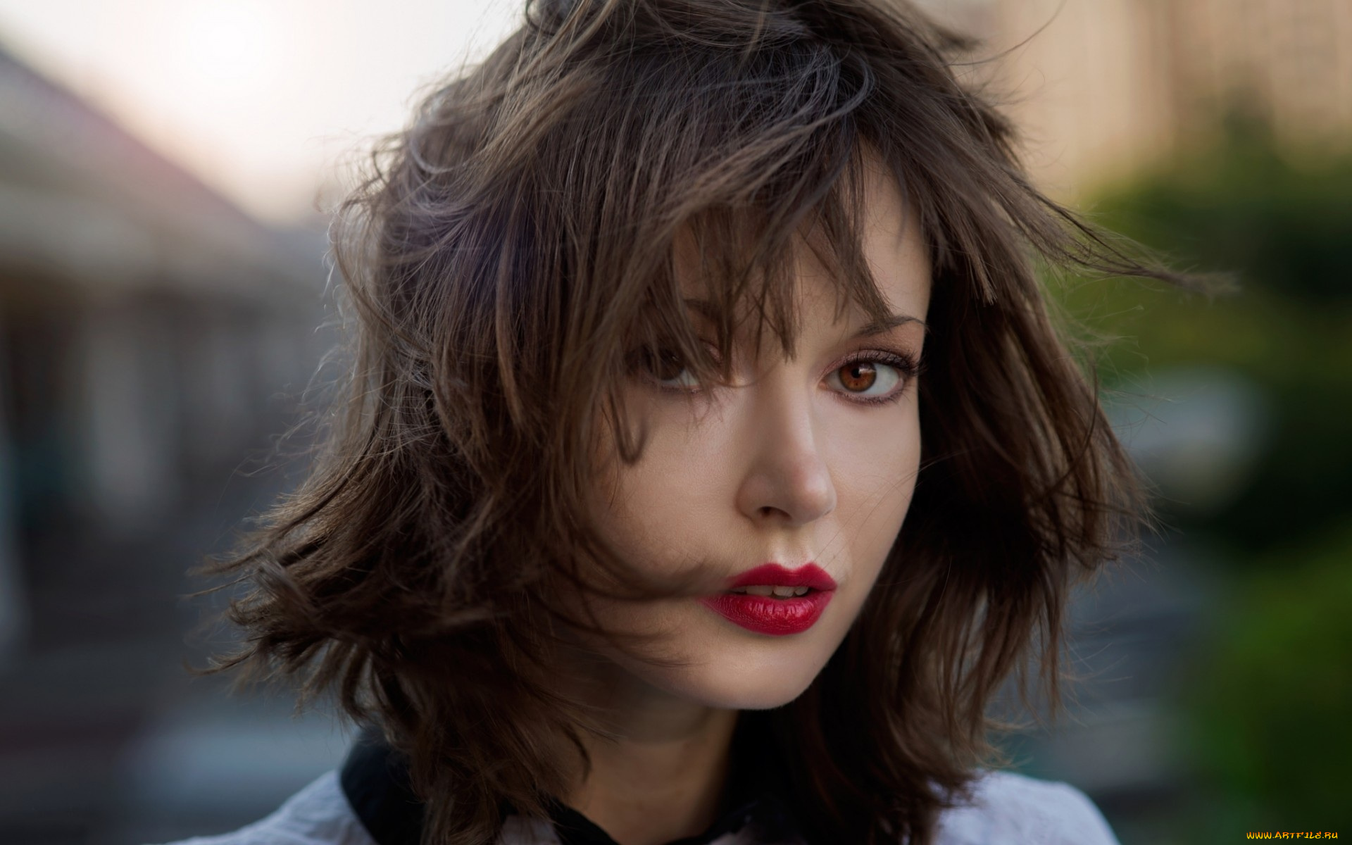 девушки, -unsort, , лица, , портреты, лицо, шатенка, ветер