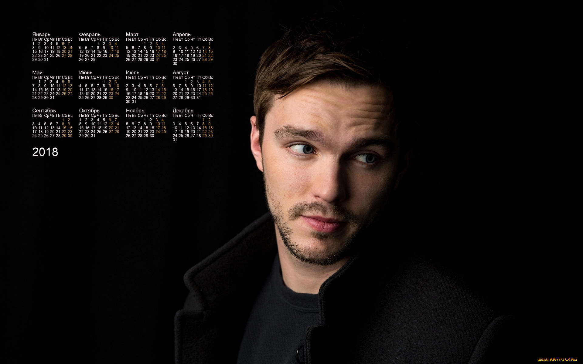 nikolas, kholt, календари, знаменитости, взгляд, актер, мужчина, 2018