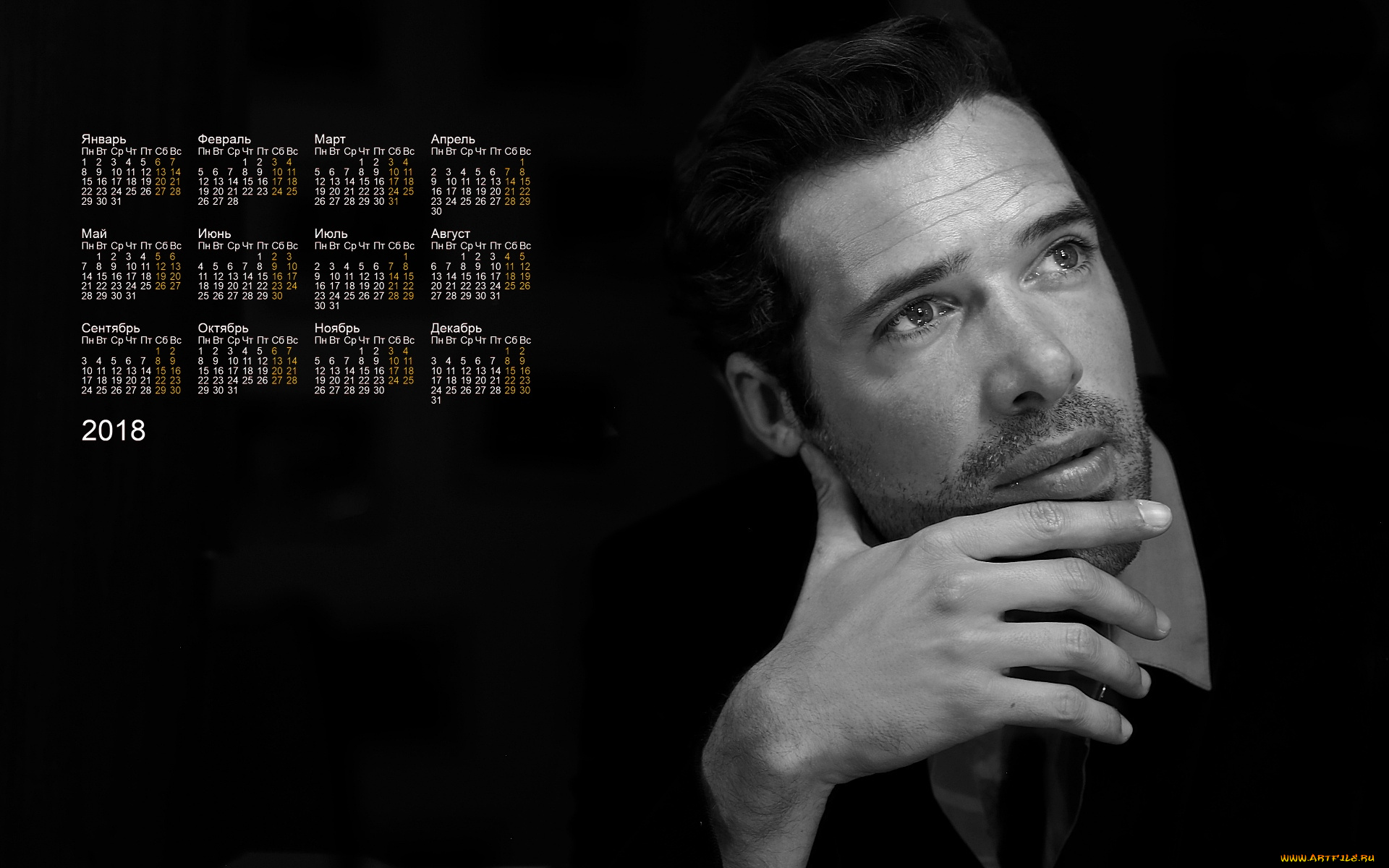 nikolya, bedos, календари, знаменитости, 2018, взгляд, актер, мужчина