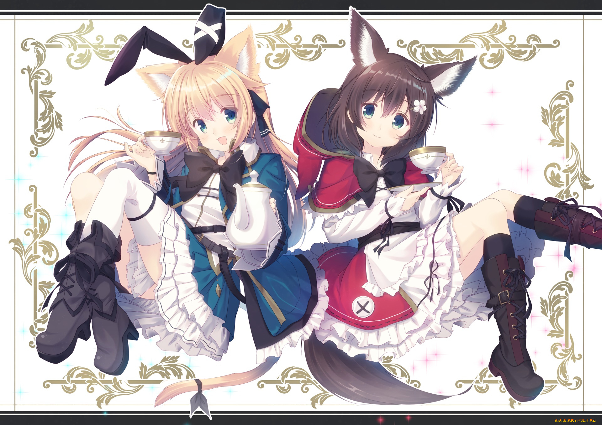 аниме, животные, , существа, фон, взгляд, девушки