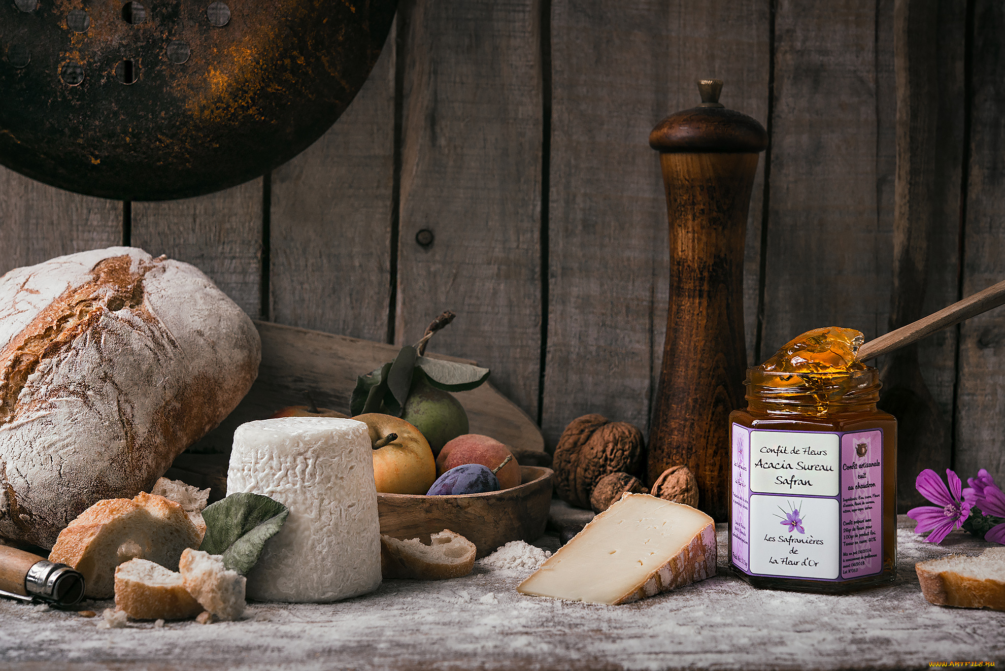 еда, разное, хлеб, сыр, джем