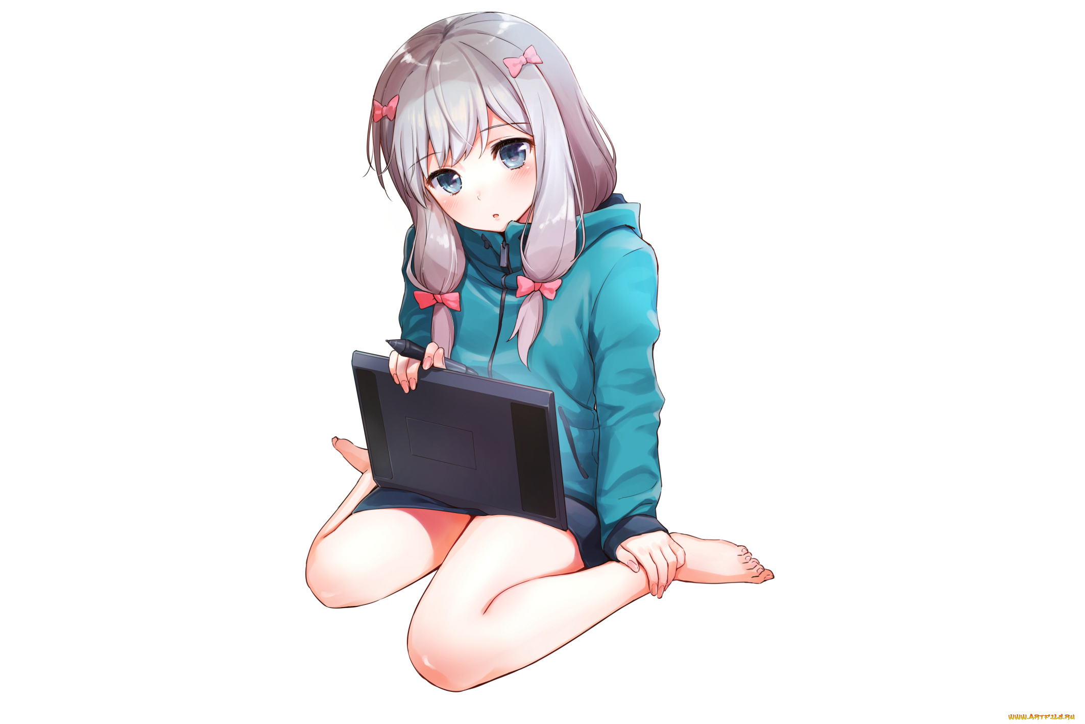 аниме, eromanga-sensei, девушка, взгляд, фон