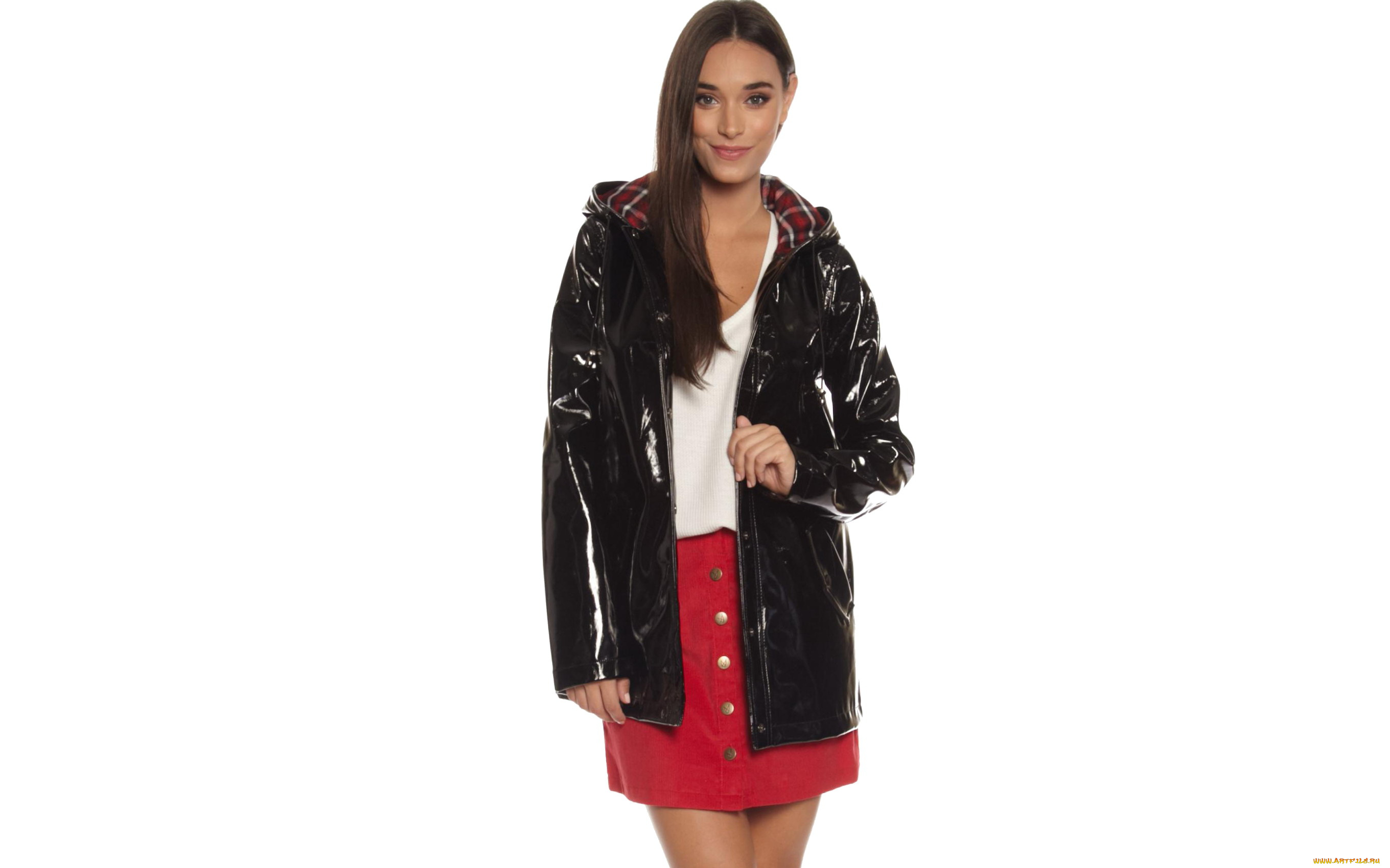 девушки, -unsort, , брюнетки, темноволосые, шатенка, модель, плащ, юбка, улыбка