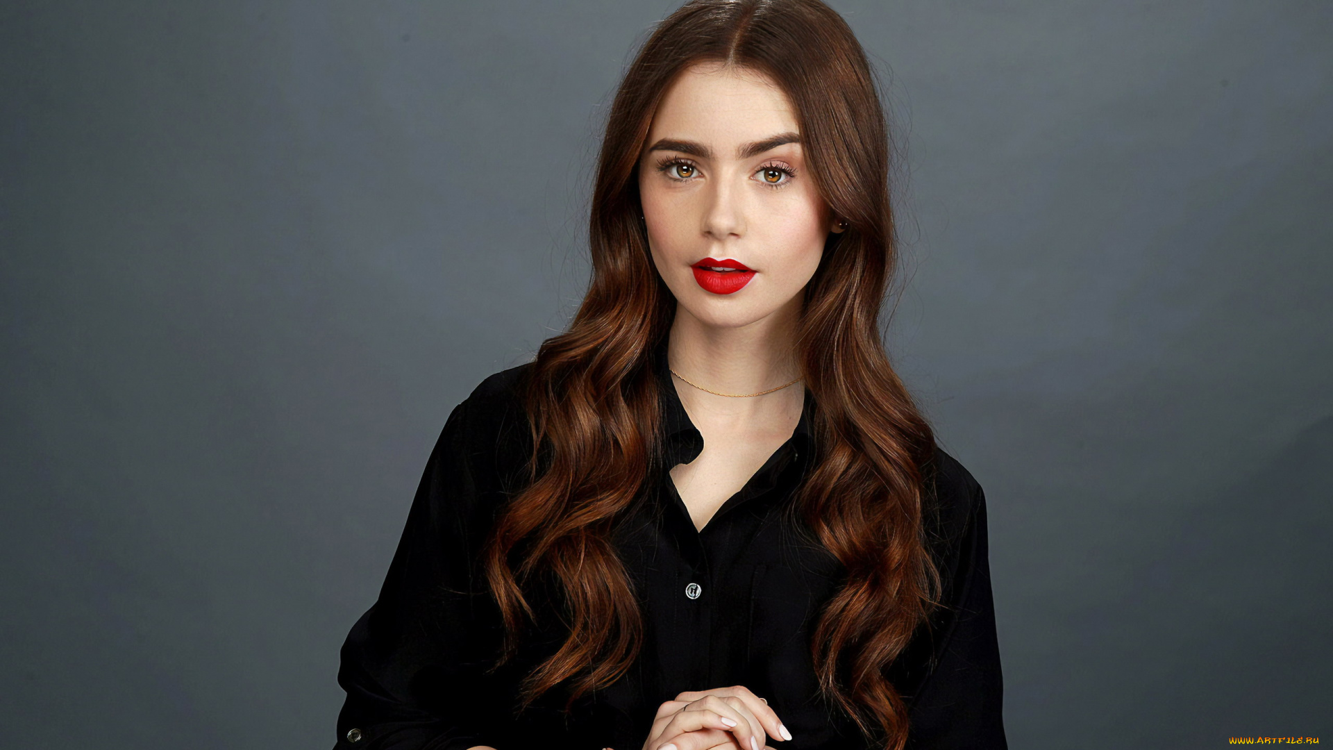 девушки, lily, collins, портрет