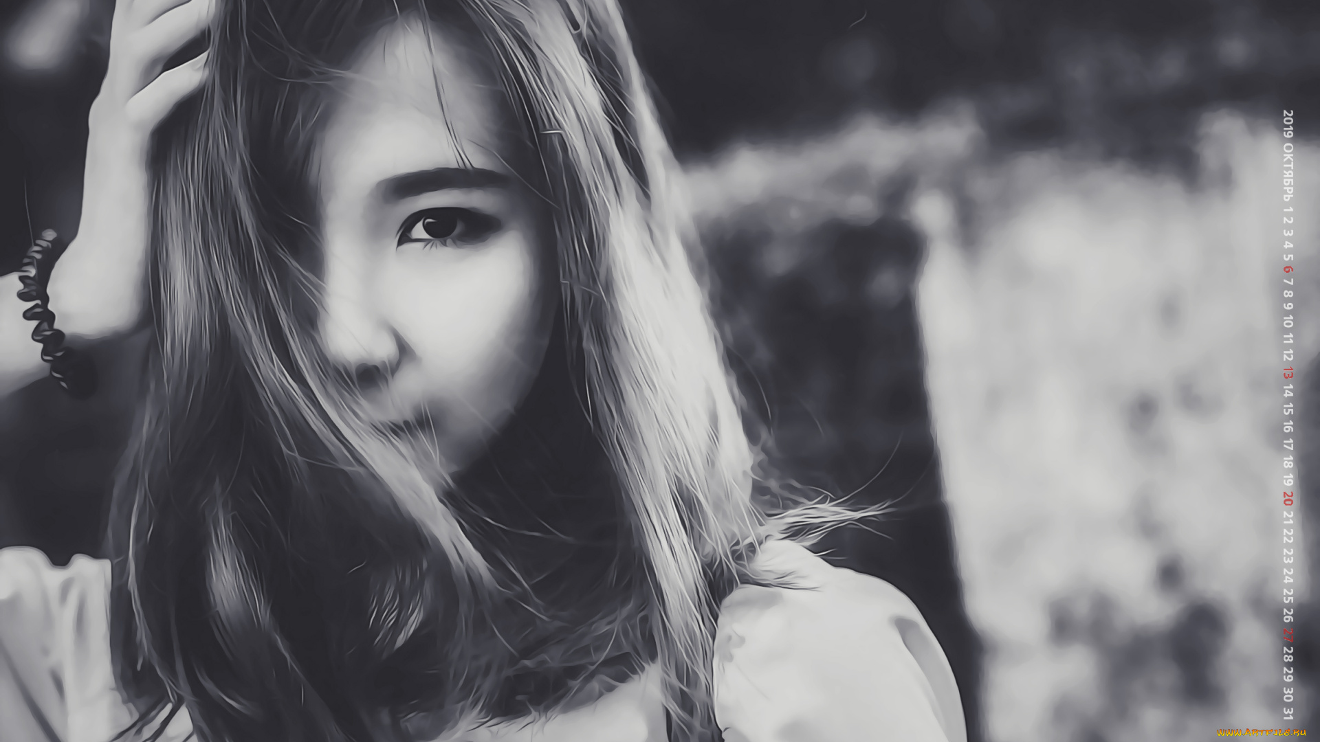 календари, компьютерный, дизайн, лицо, девушка, взгляд, азиатка, 2019, женщина, calendar