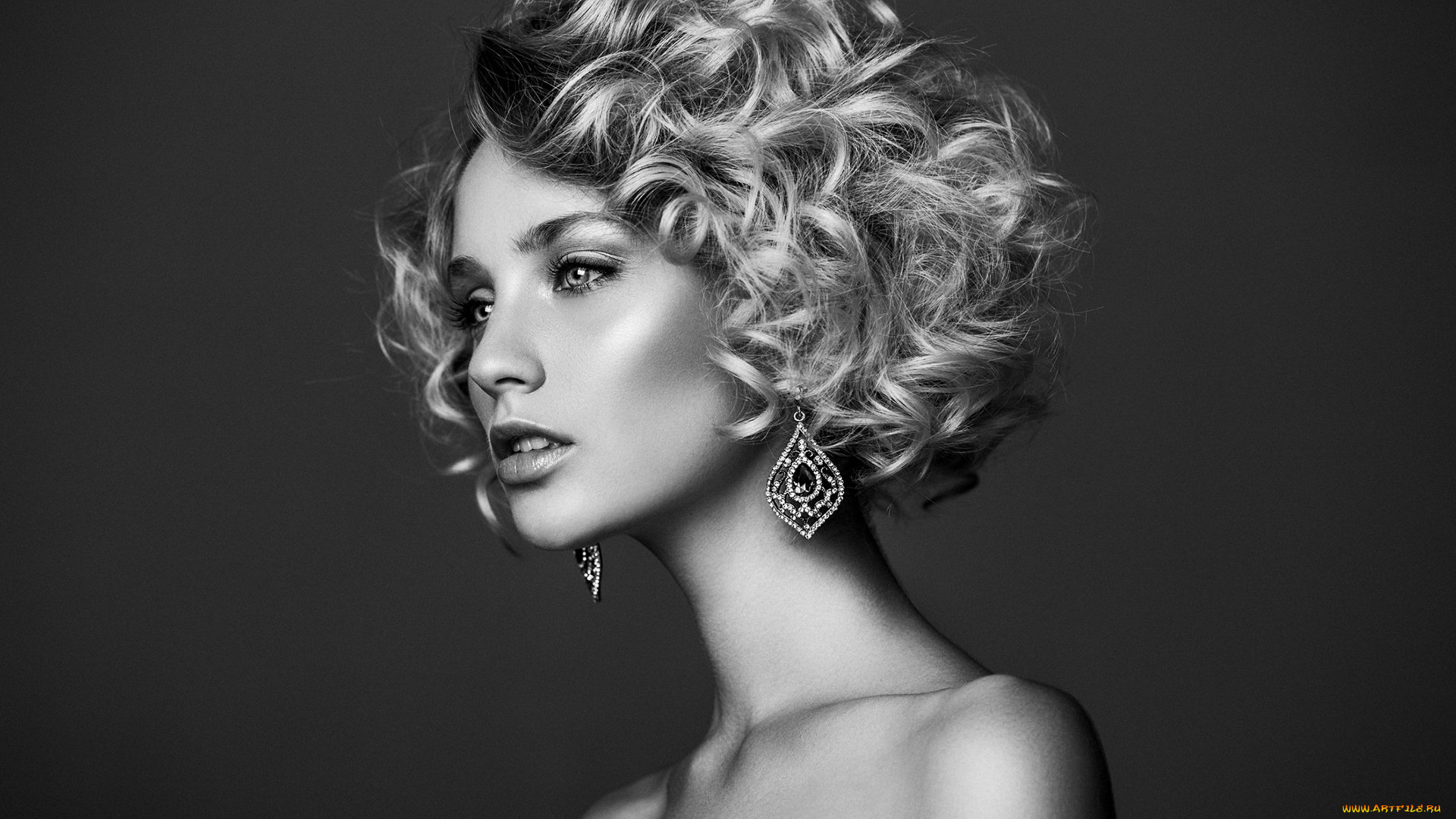 девушки, -, лица, , портреты, монохром