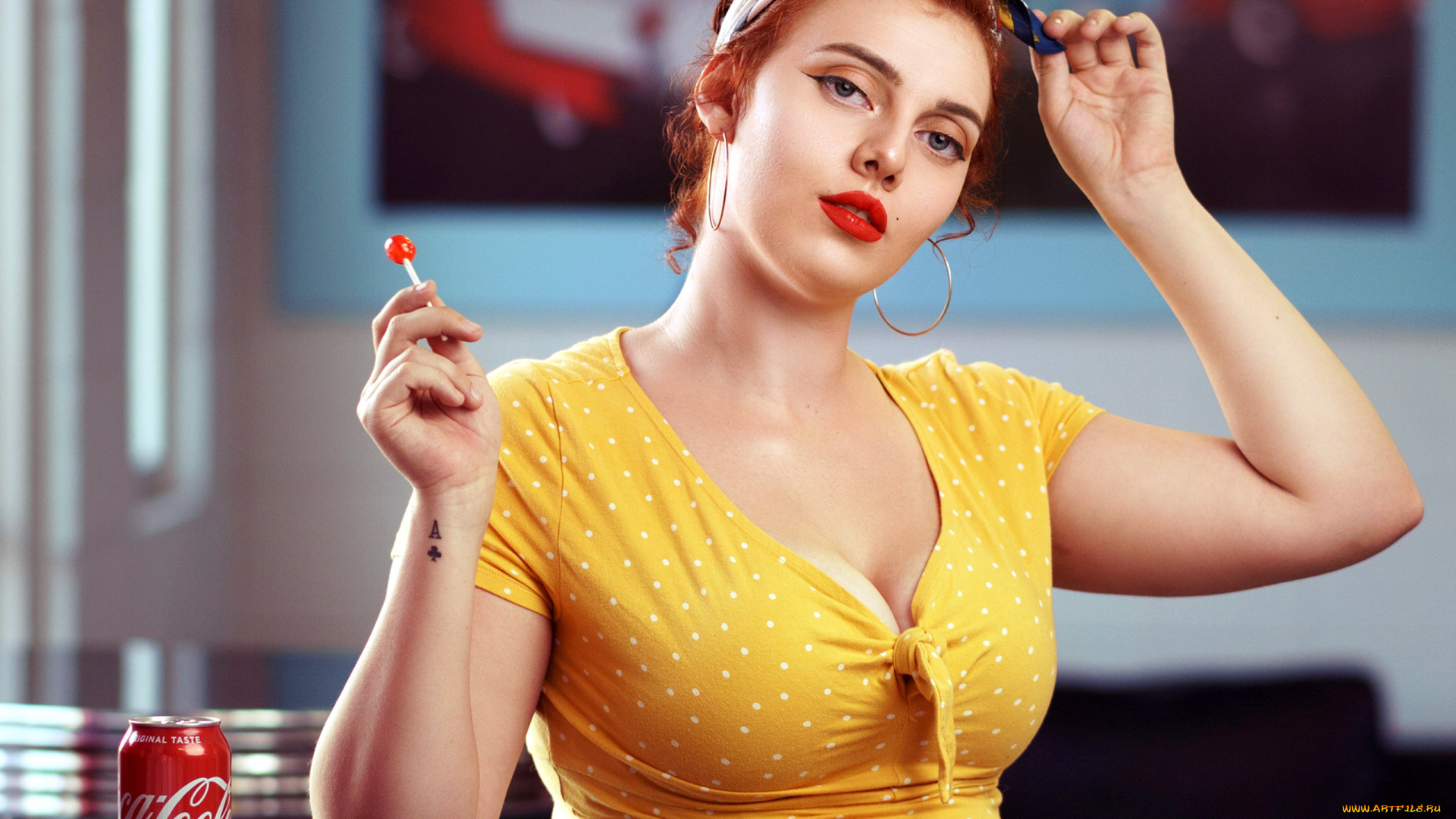 девушки, -, рыжеволосые, и, разноцветные, декольте, jessica