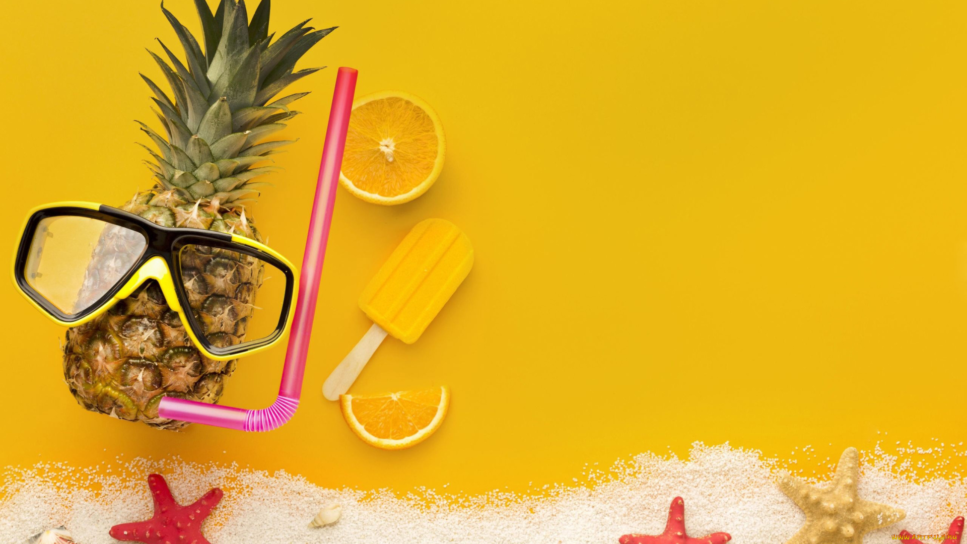 еда, разное, ананас, апельсин, мороженое