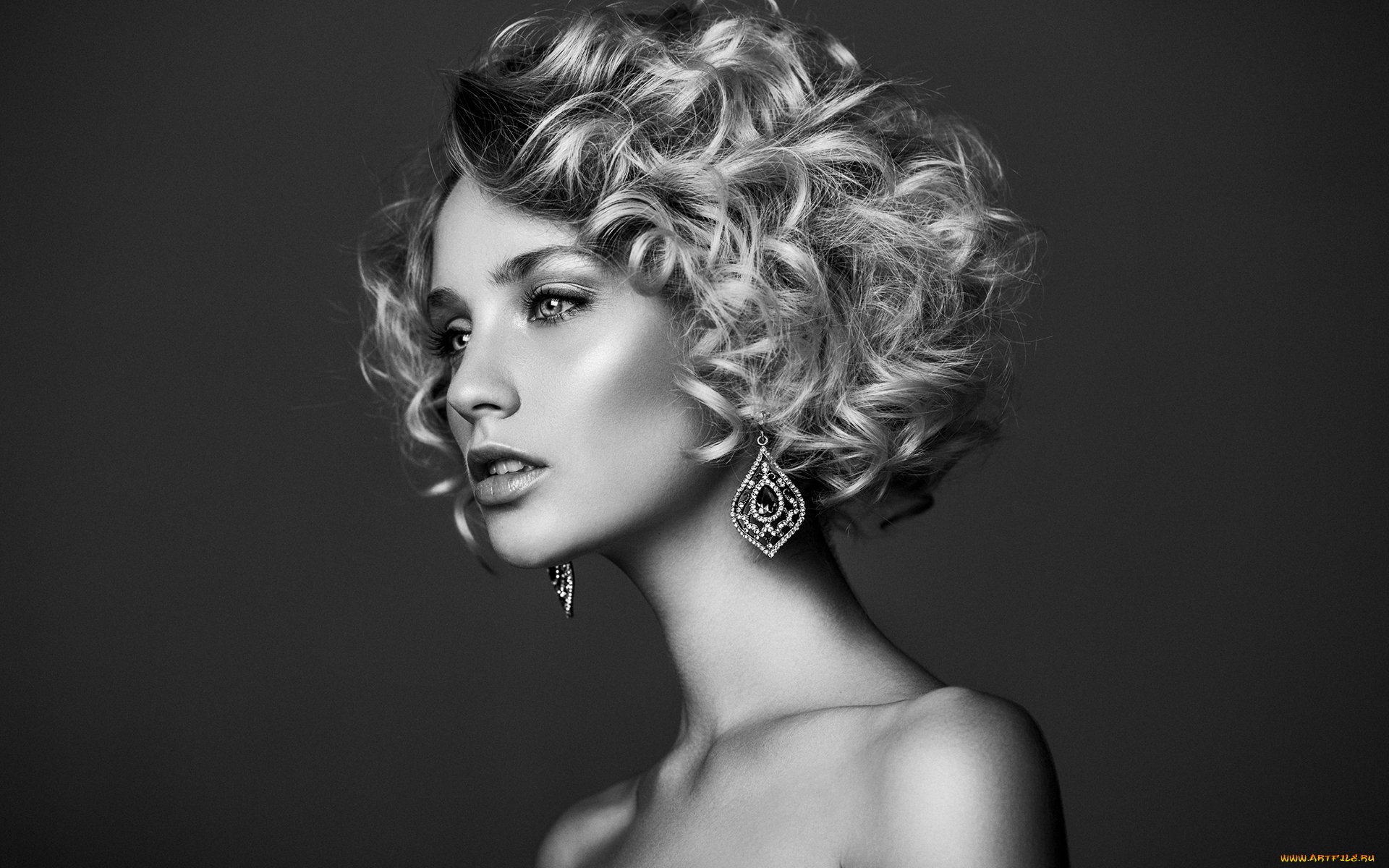 девушки, -, лица, , портреты, монохром