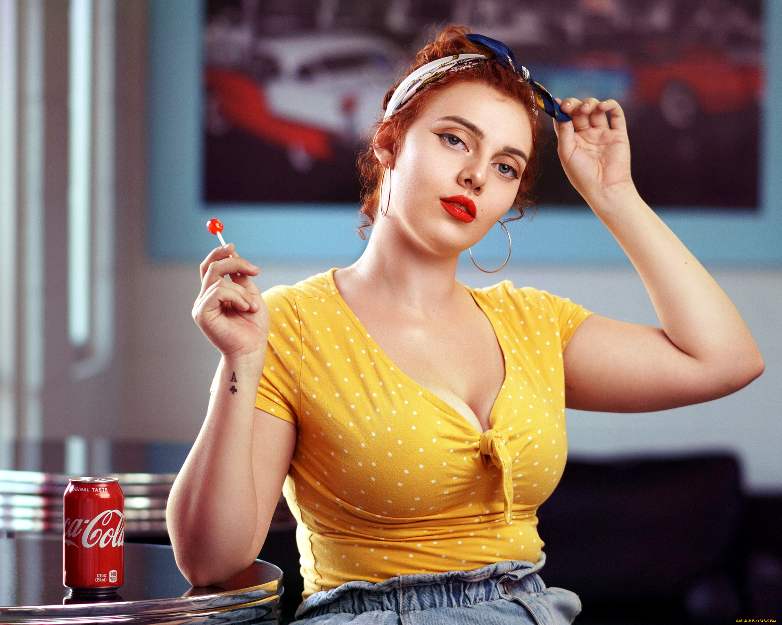 девушки, -, рыжеволосые, и, разноцветные, декольте, jessica