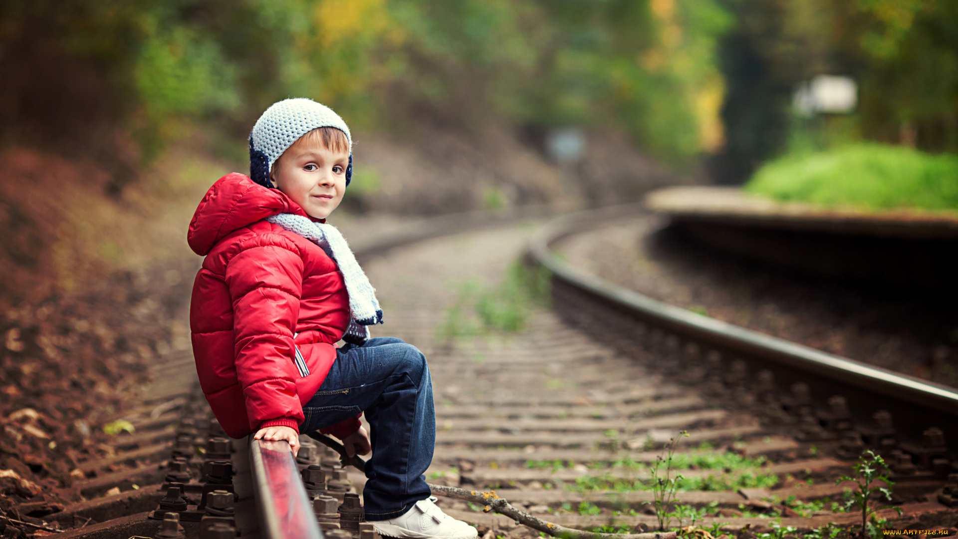 разное, дети, мальчик, рельсы