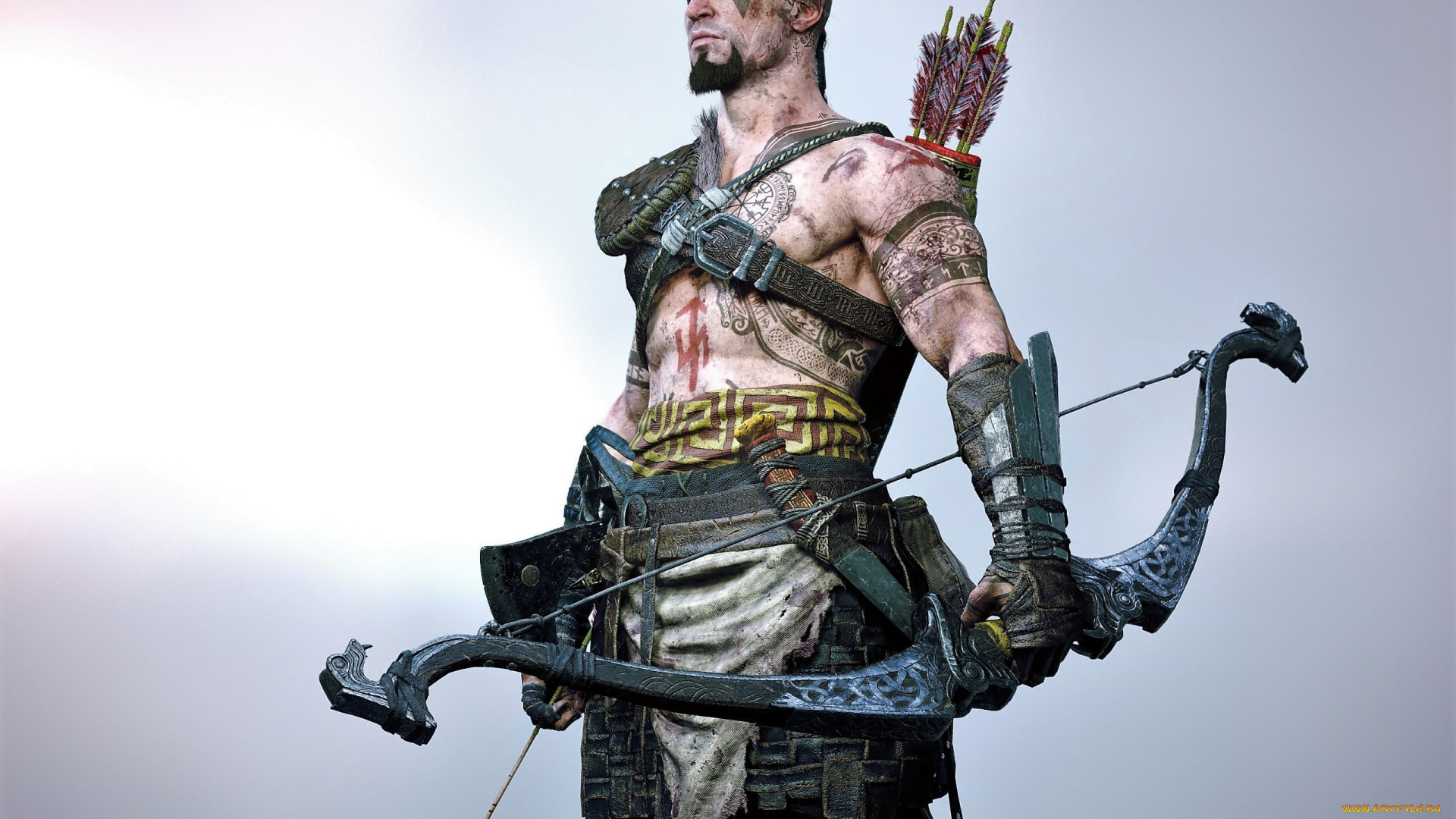 видео, игры, god, of, war, , ragnarok, воин, тату, лук, стрелы