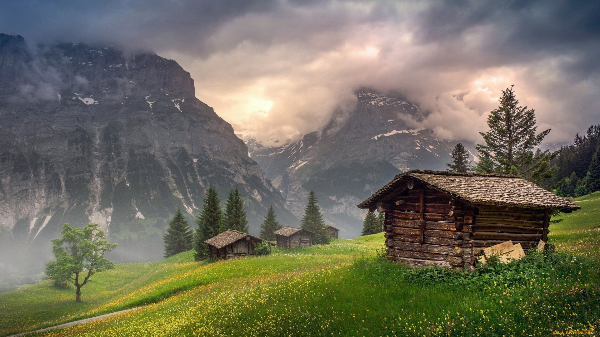 austrian, alps, города, -, здания, , дома, austrian, alps