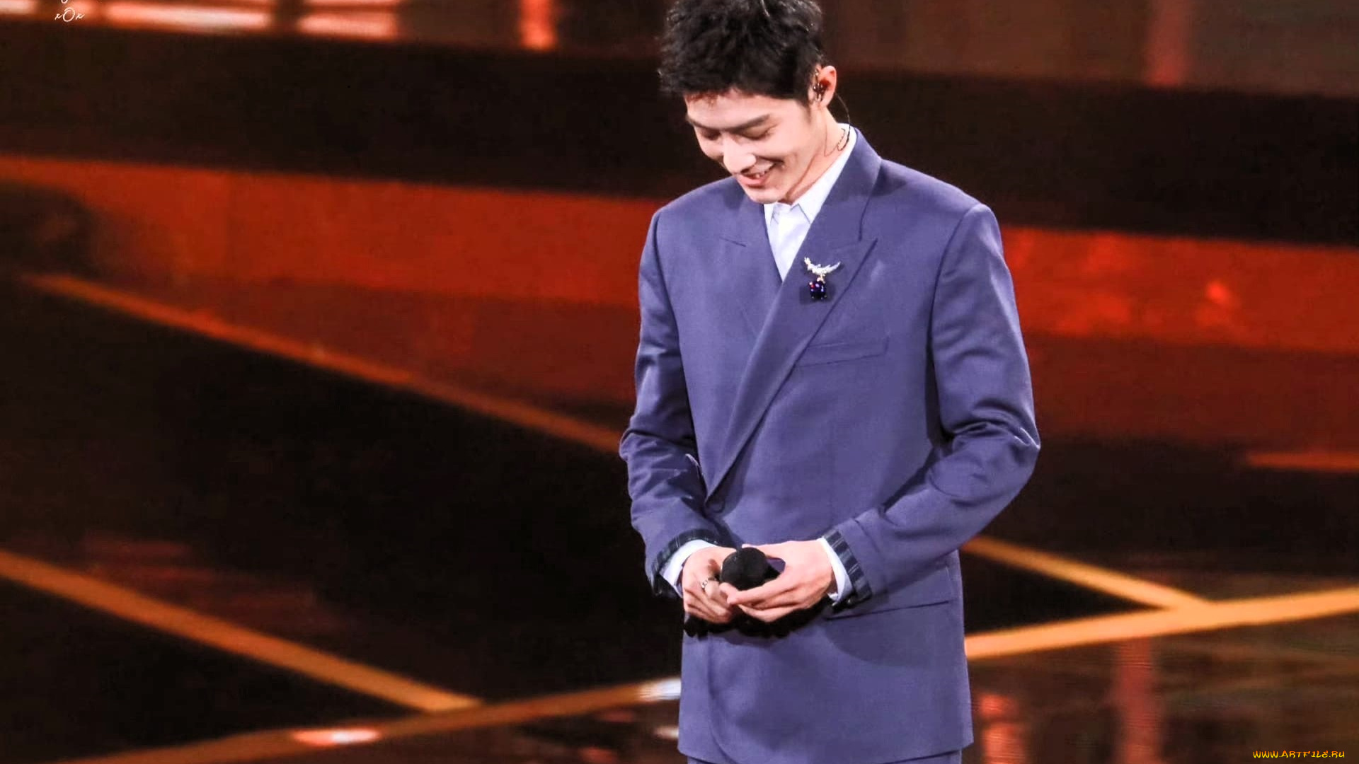 мужчины, xiao, zhan, актер, пиджак, микрофон, сцена