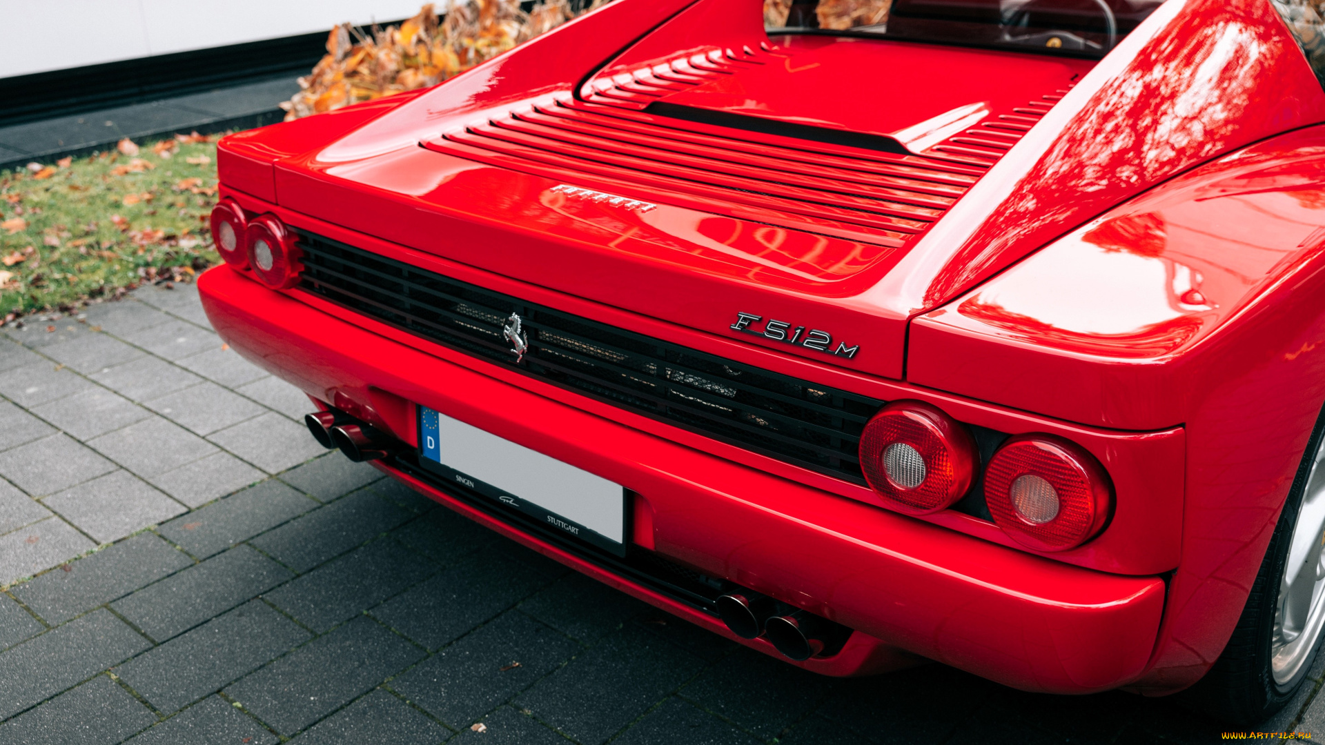 автомобили, фрагменты, автомобиля, феррари, красный, листья, осень
