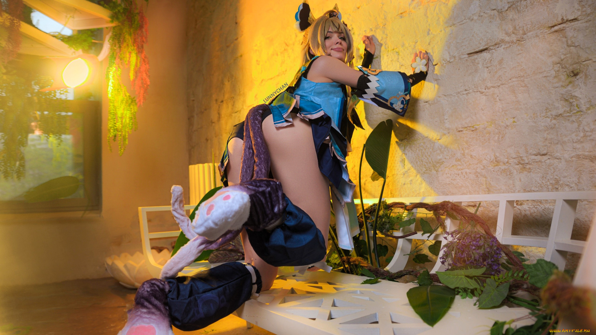 девушки, светлана, хофман, , lunny, chan, образ, косплей, наряд, костюм, лапки, скамейка