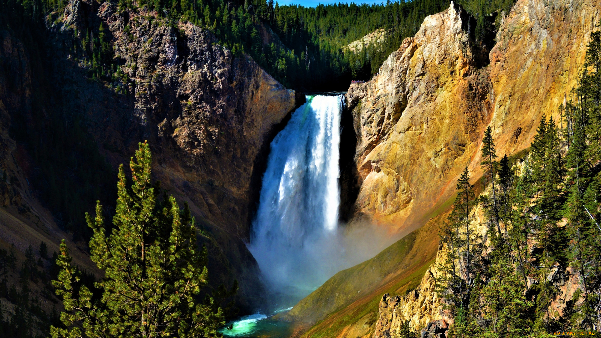 природа, водопады, водопад, скалы, лес, деревья