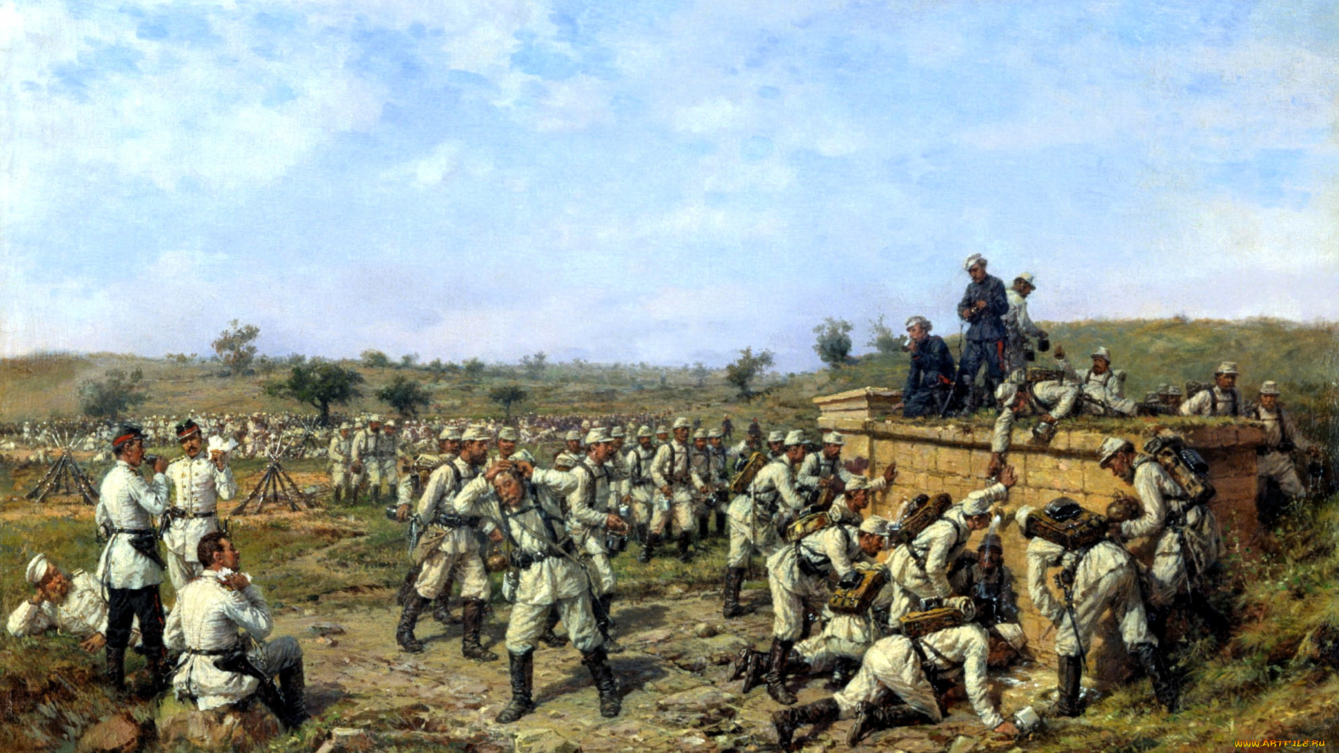 рисованное, павел, ковалевский, войско, стена, люди