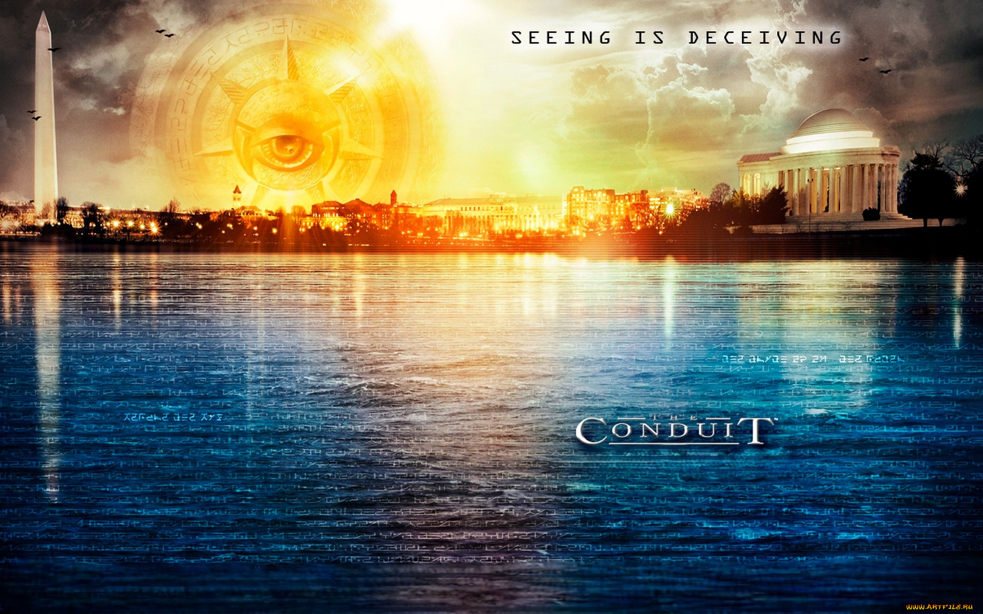 видео, игры, the, conduit, город, дома, здания, стелла, глаз, озеро