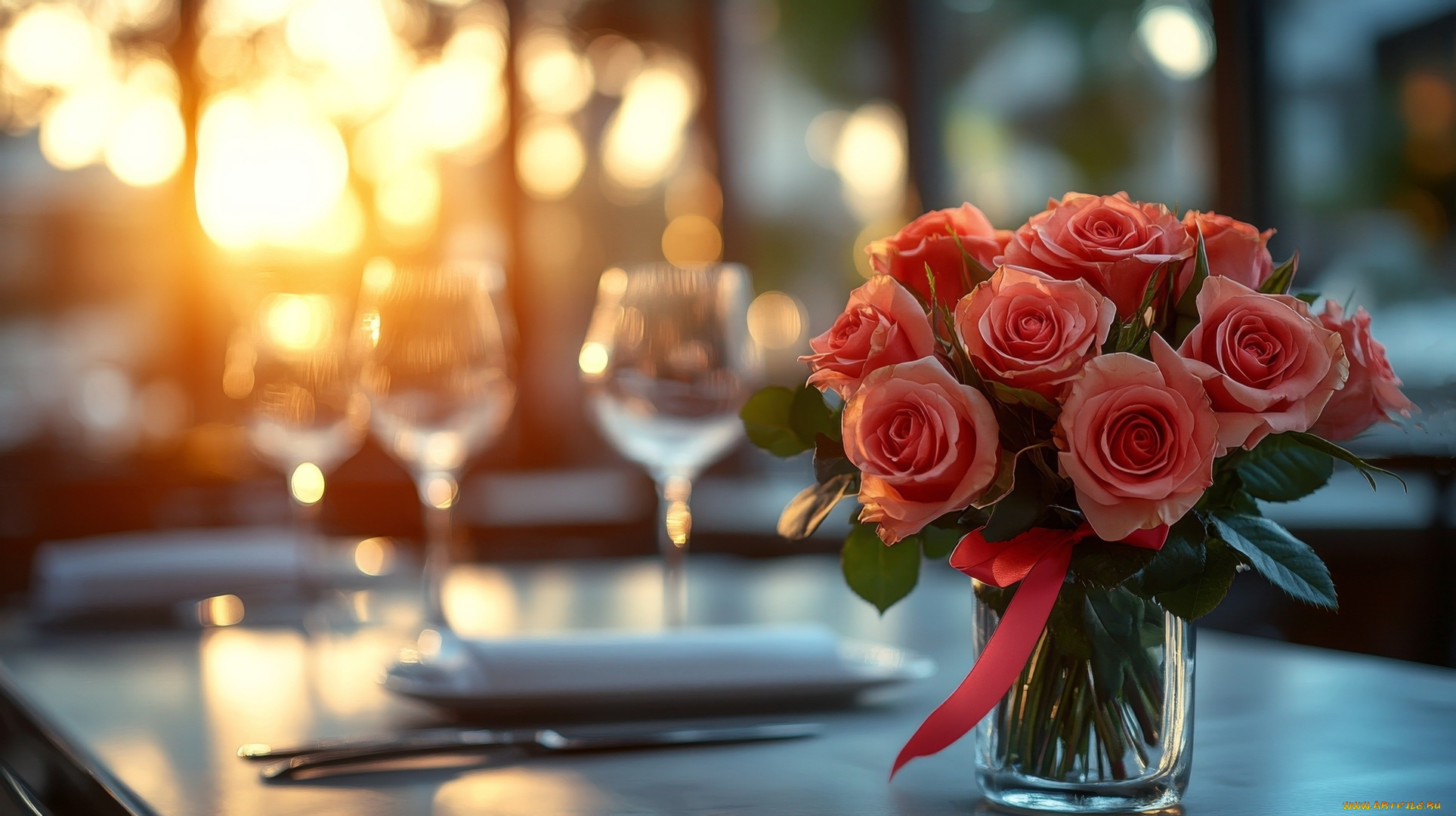 3д, графика, цветы, , flowers, ваза, лента, букет, розы