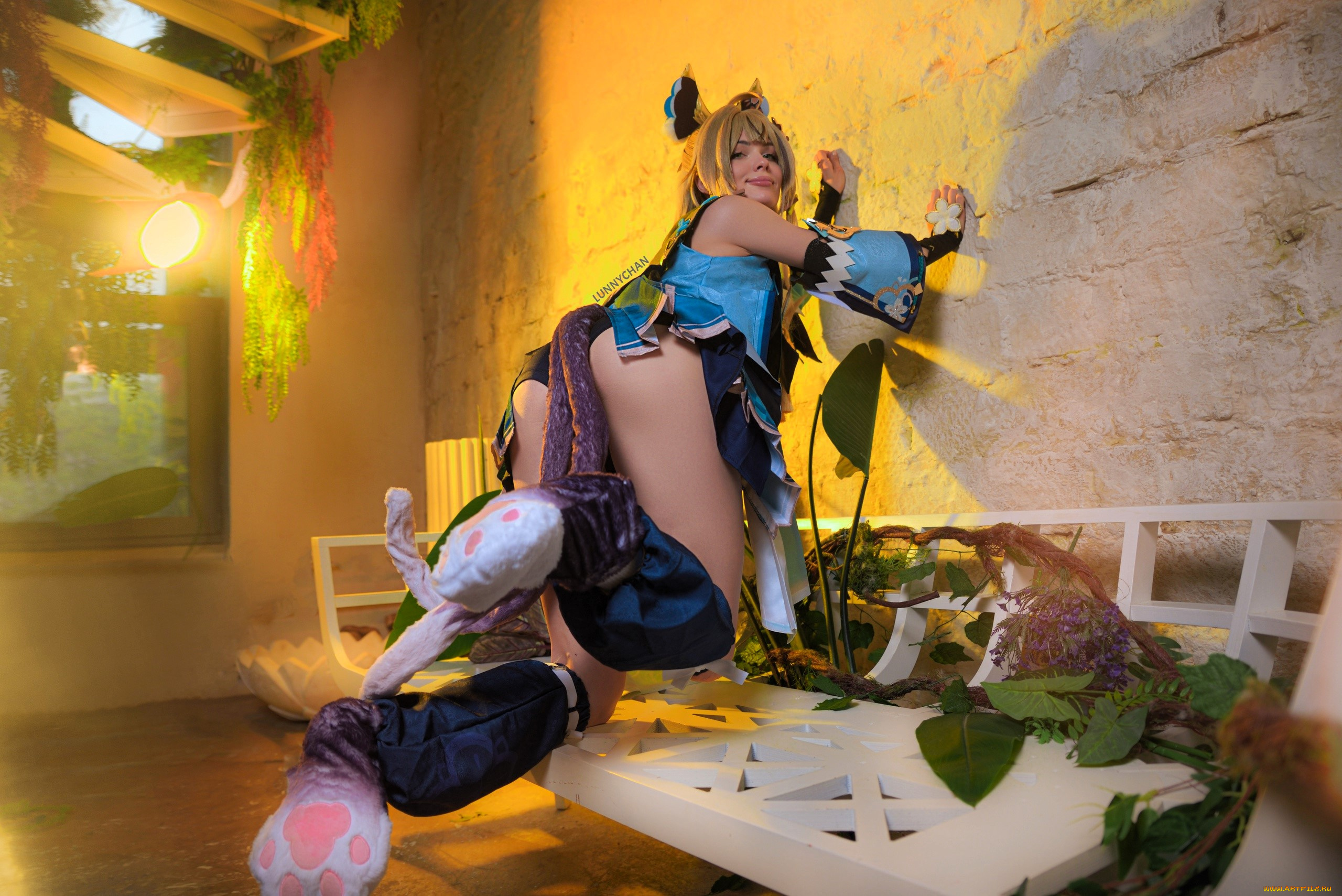 девушки, светлана, хофман, , lunny, chan, образ, косплей, наряд, костюм, лапки, скамейка