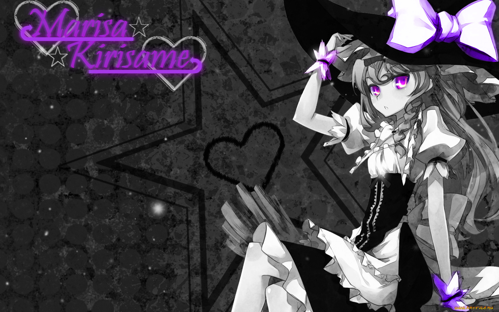 аниме, touhou, ведьма, мариса, шляпа