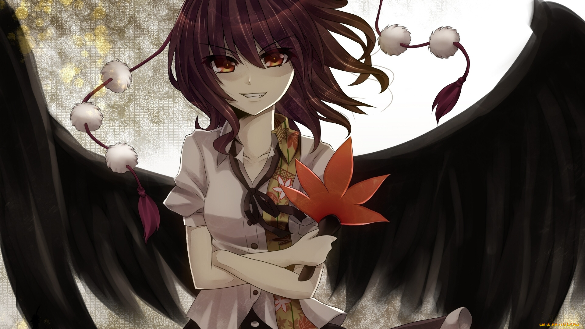 аниме, touhou, крылья, девушка, shameimaru, aya, ikeda, hazuki