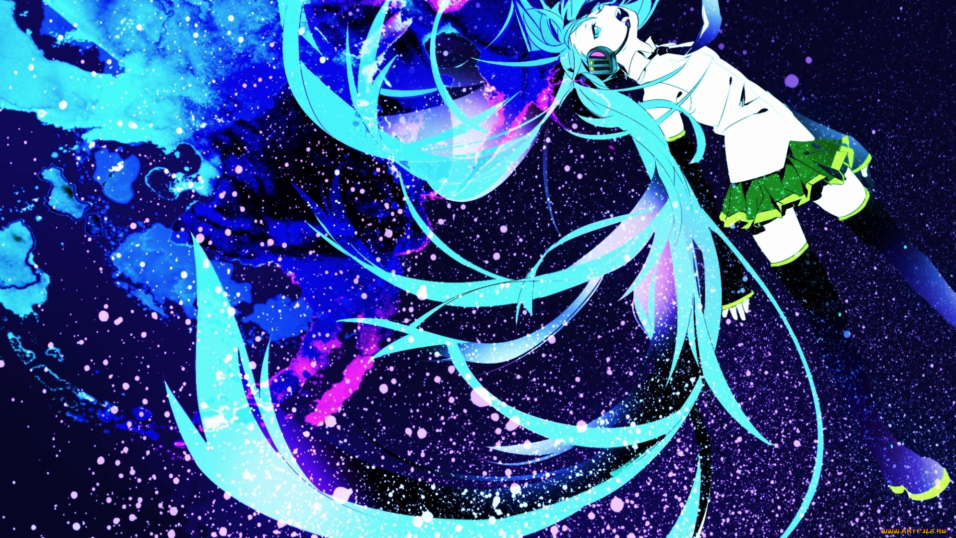 аниме, vocaloid, вокалоид, синиe, волосы, музыка, микa, mika, vokaloid