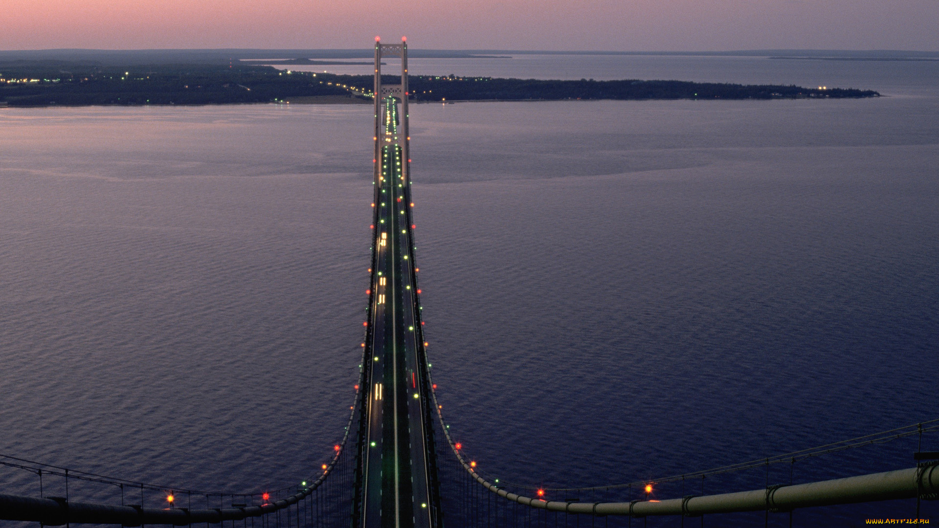 города, сан, франциско, сша, огни, фонари, вода, с, высоты, моста